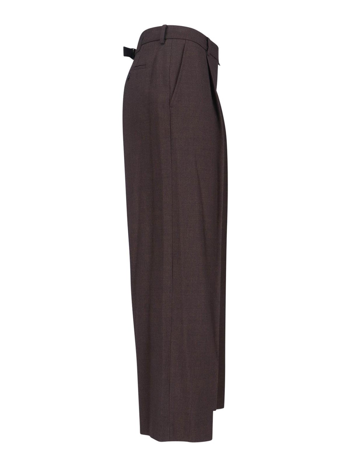 Low Classic Tailored Trousers With Pockets And Loops In Brown
