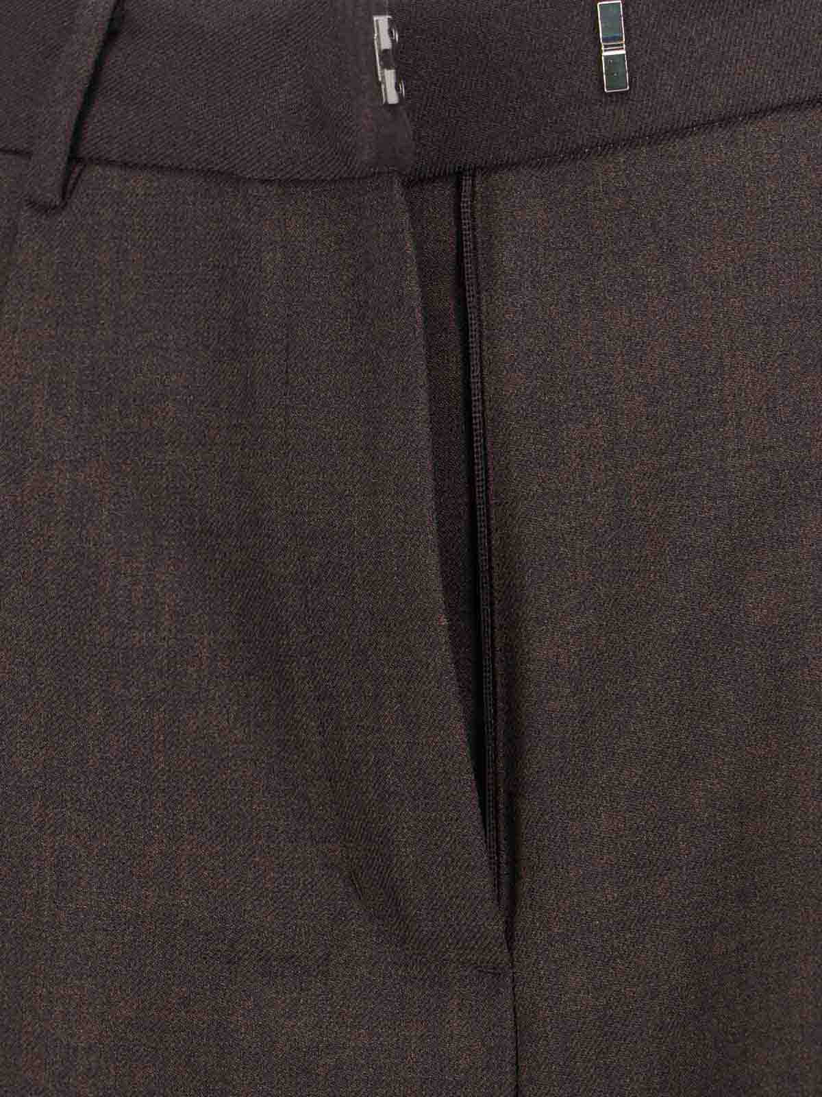 Low Classic Tailored Trousers With Pockets And Loops In Brown
