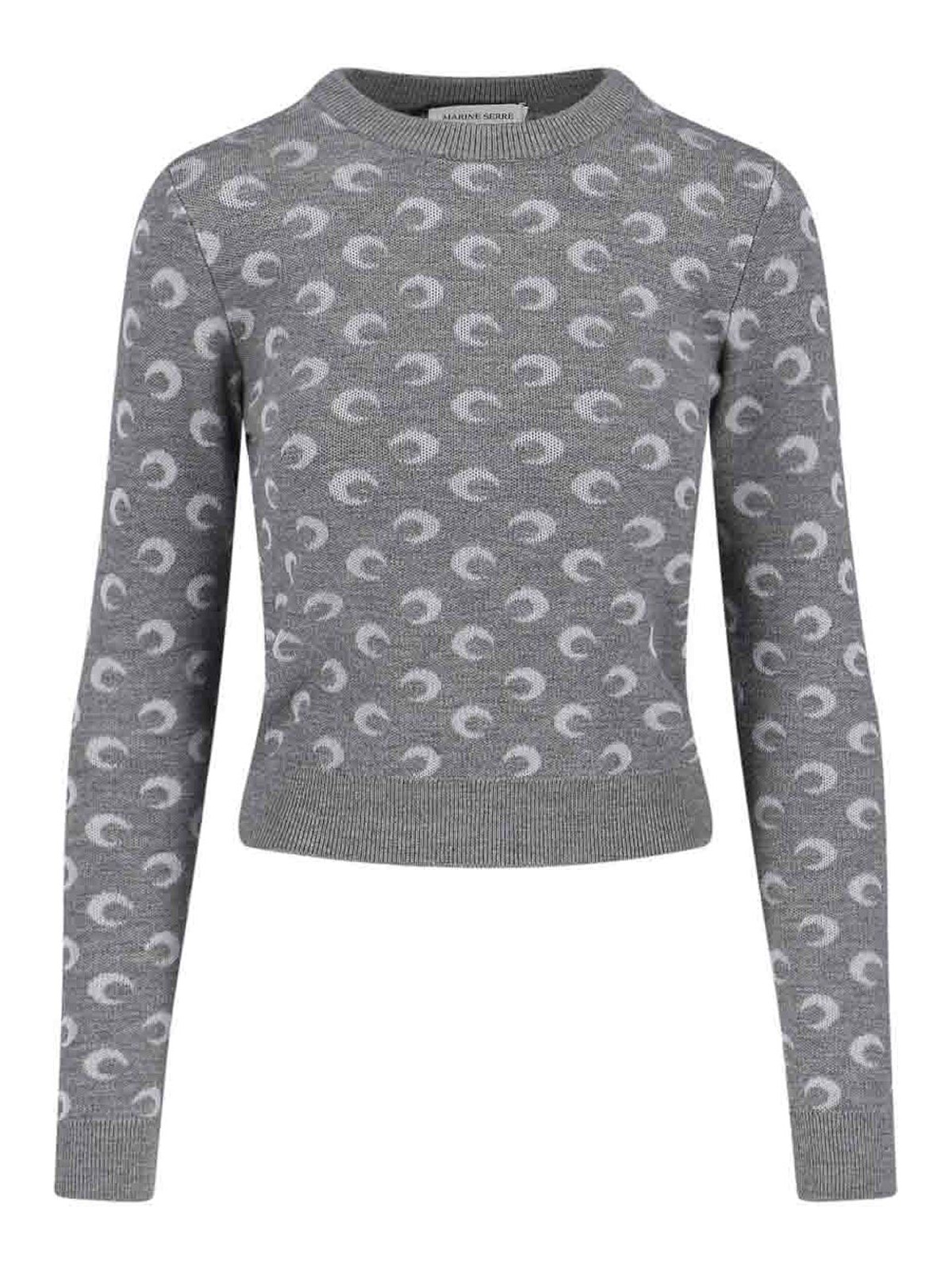 Marine Serre Jacquard Sweater Moon In Gray