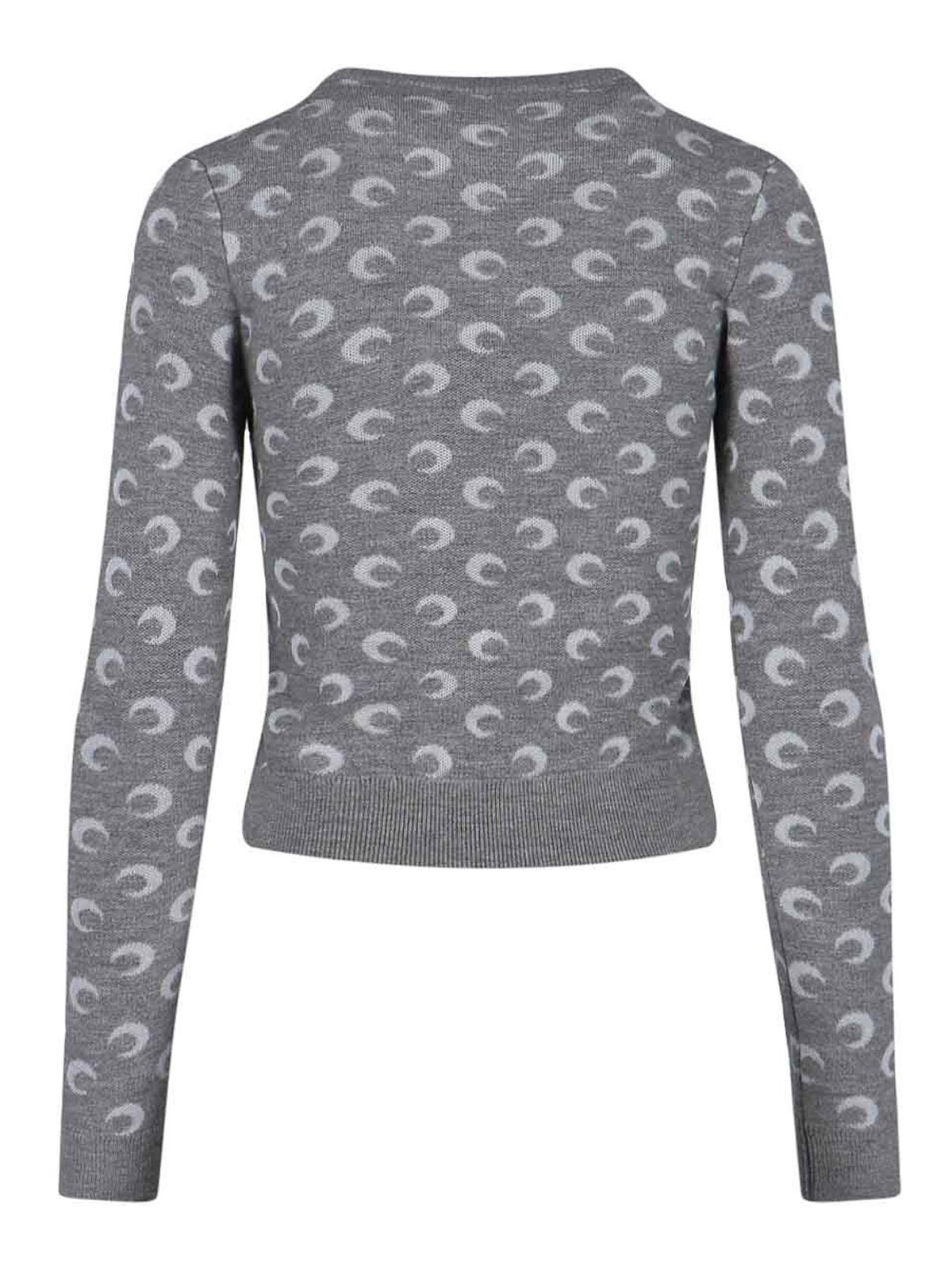 Marine Serre Jacquard Sweater Moon In Gray