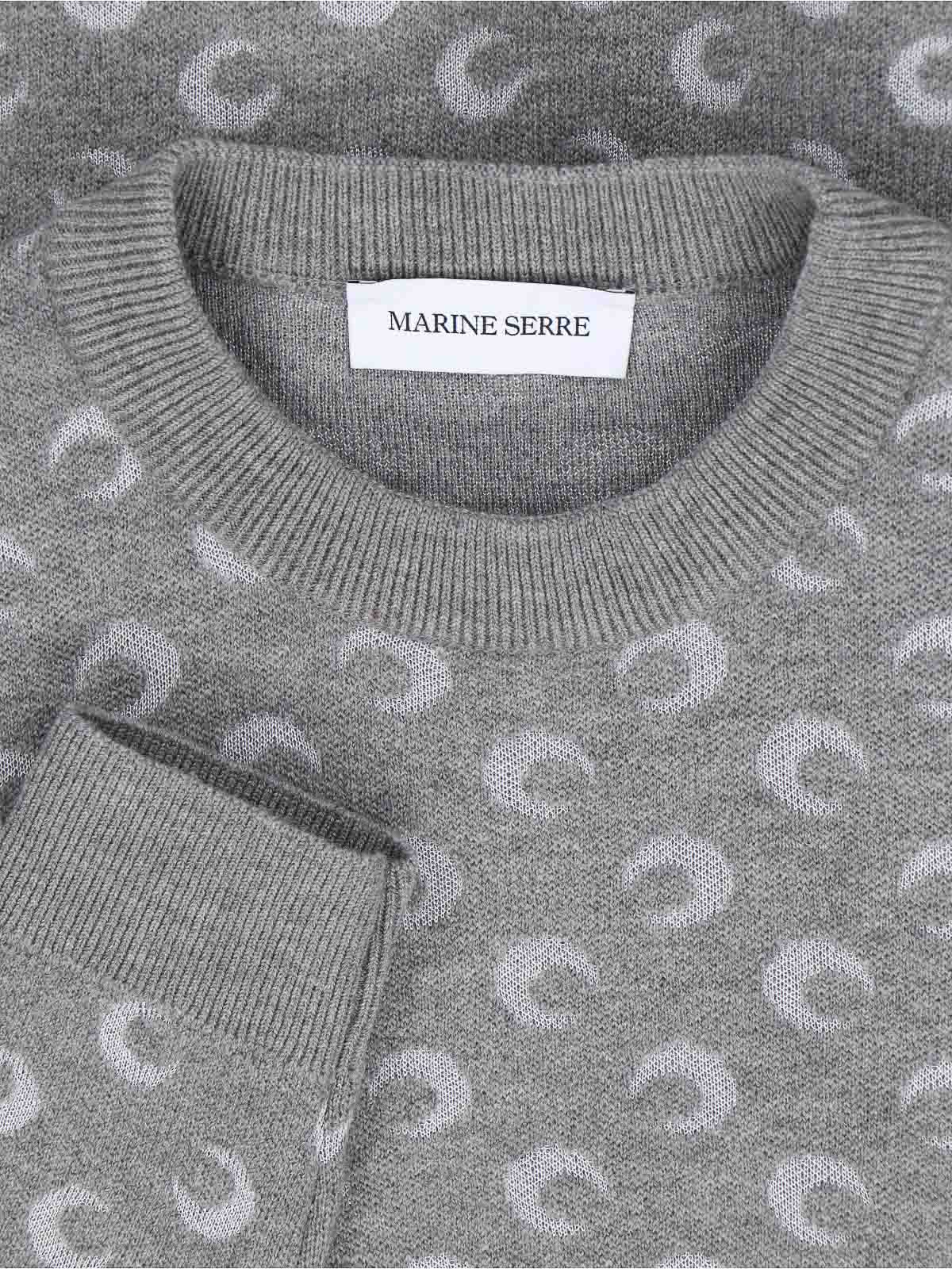 Marine Serre Jacquard Sweater Moon In Gray