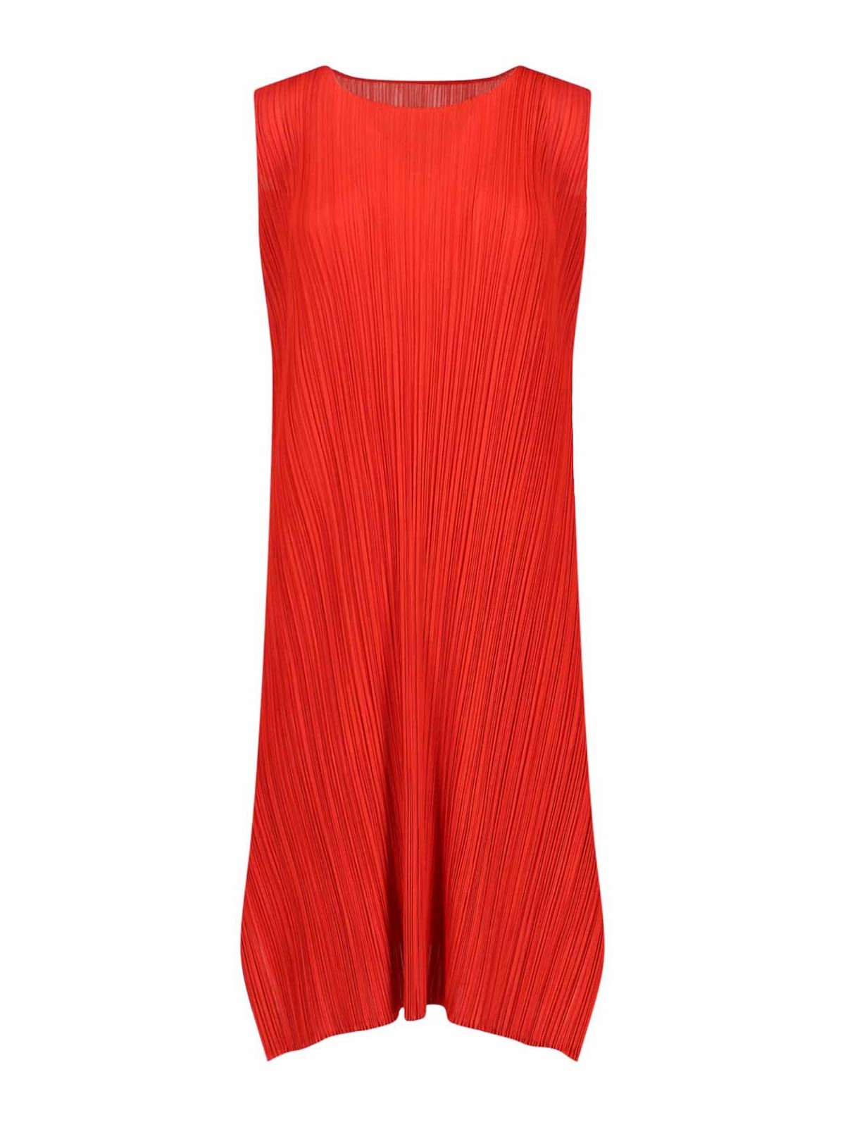 Issey Miyake Pleated Midi Dresses In Red