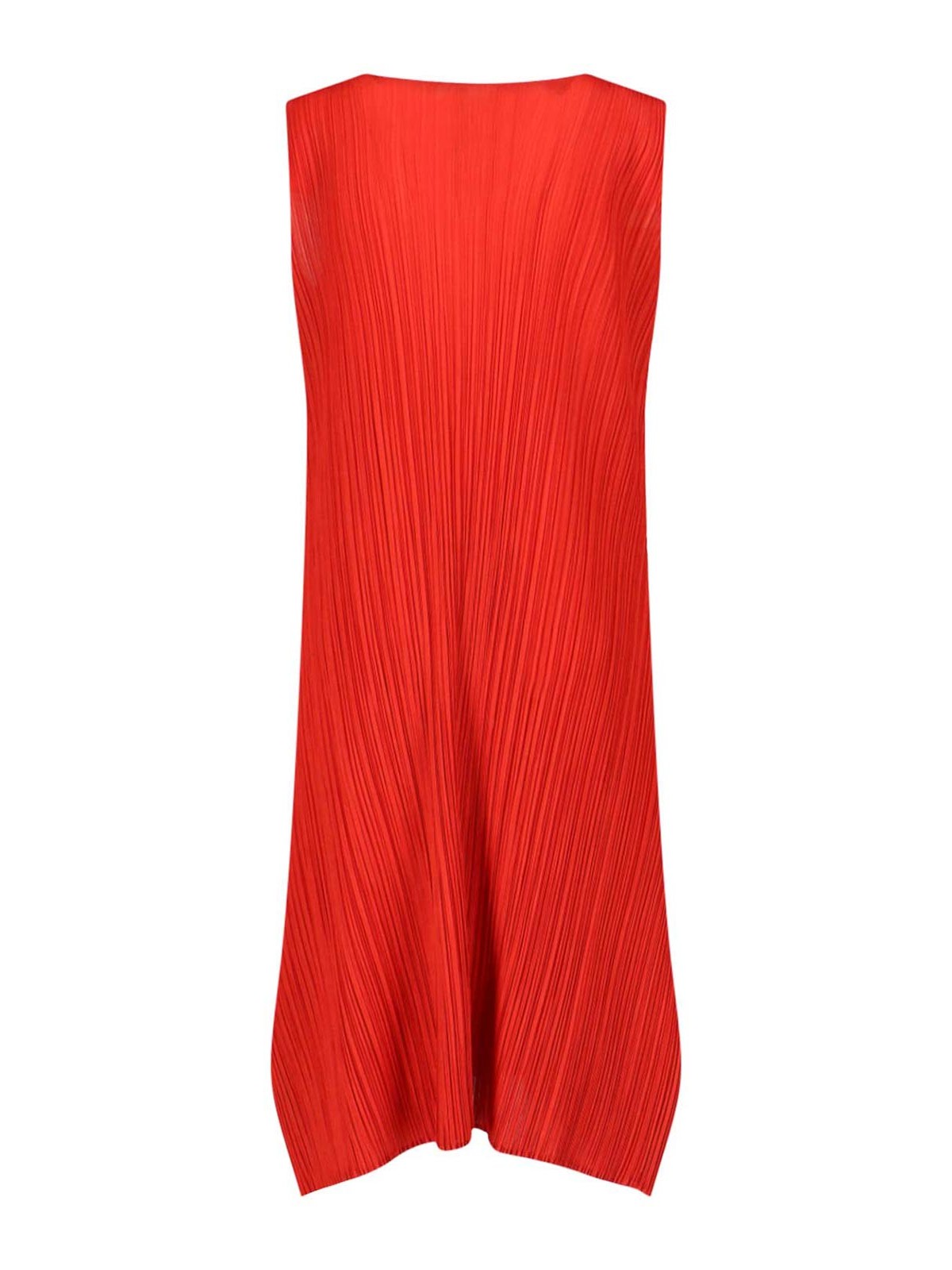 Issey Miyake Pleated Midi Dresses In Red