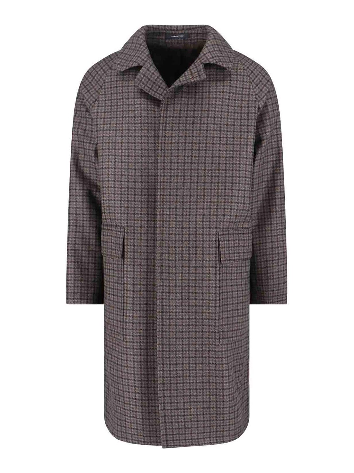 Tagliatore Houndstooth Pattern Jacket With Structured Collar And Flap Pockets In Brown