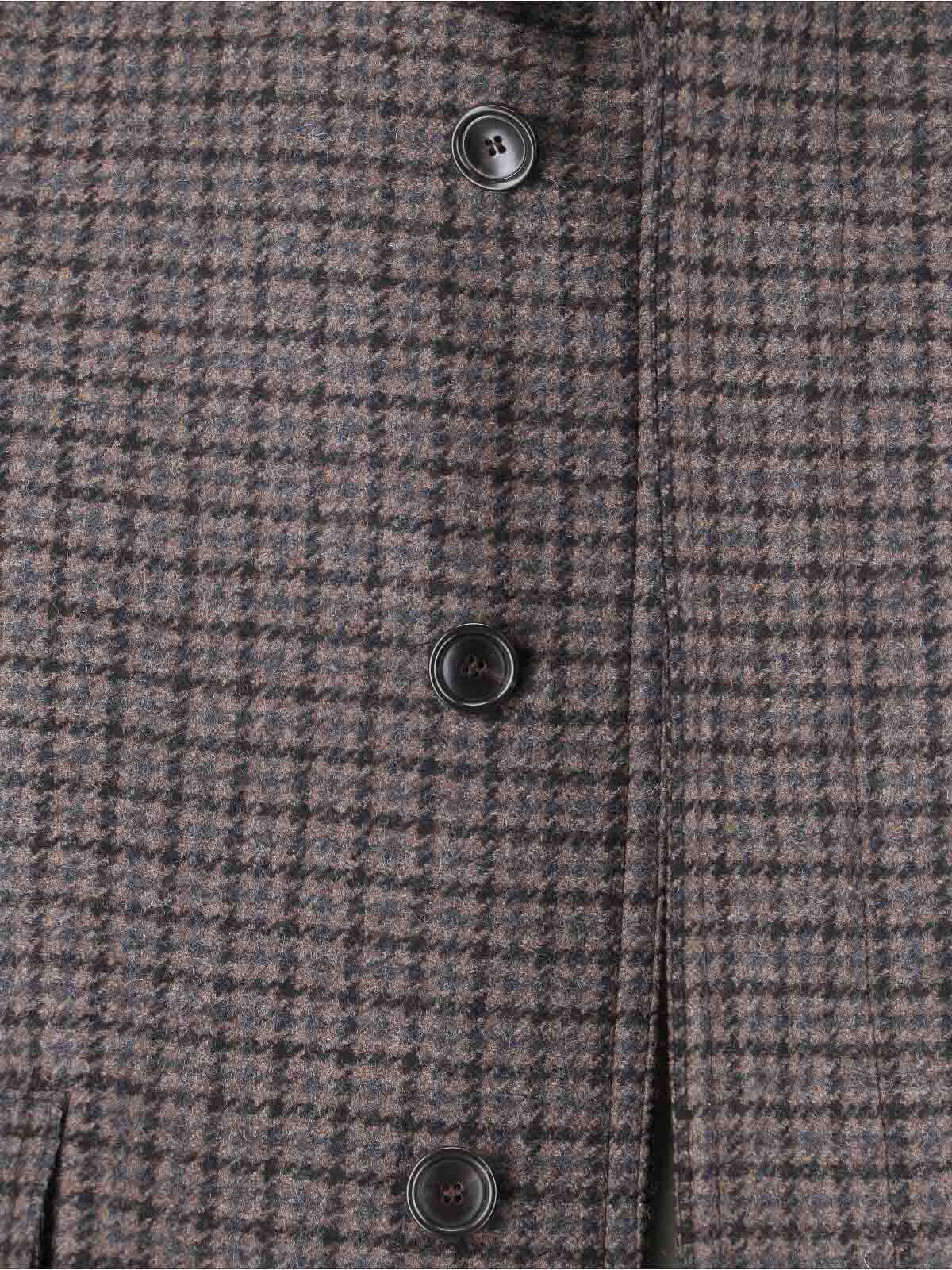 Tagliatore Houndstooth Pattern Jacket With Structured Collar And Flap Pockets In Brown