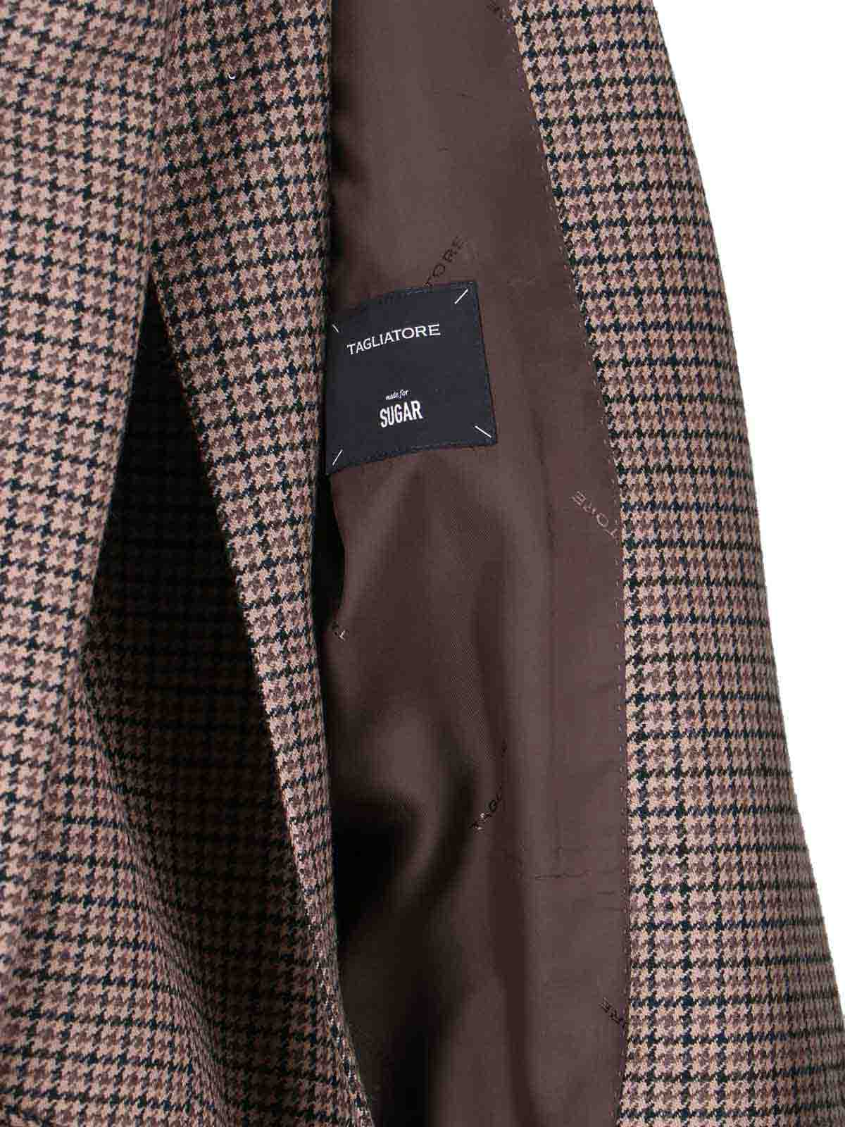 Tagliatore Structured Blazer With Notch Lapel And Back Vent In Brown