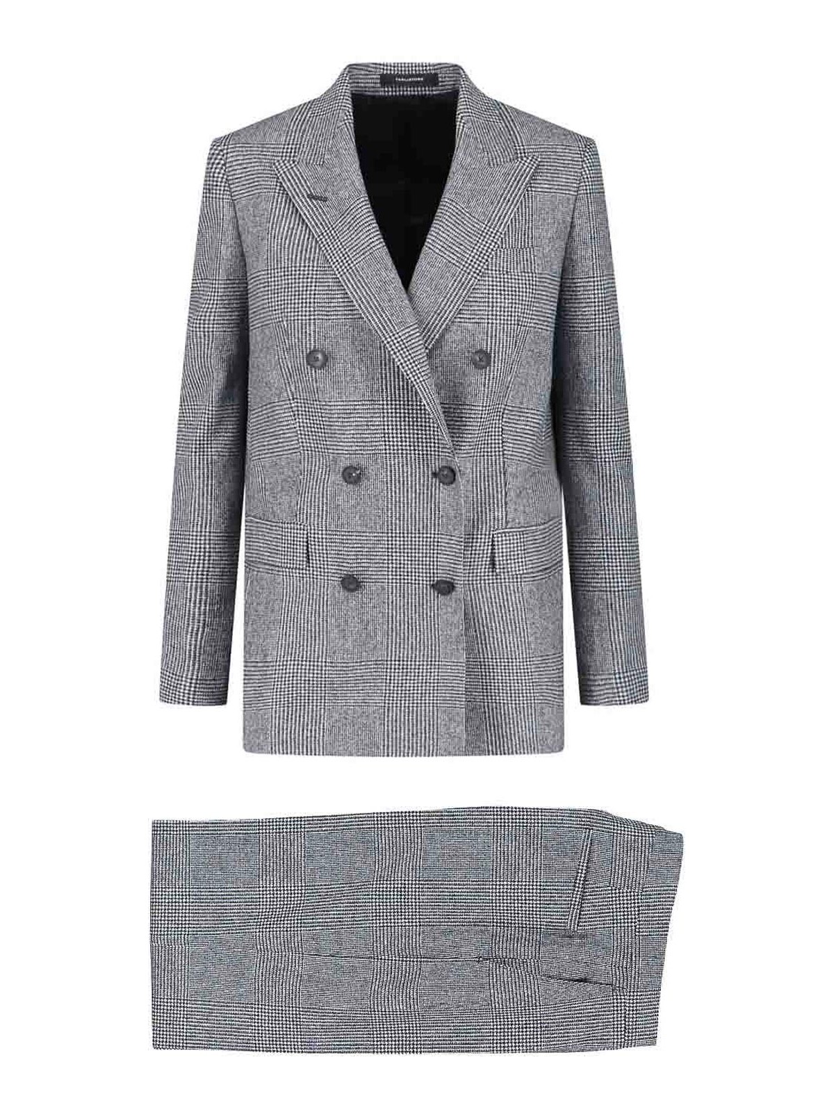 Tagliatore Double-breasted Suit In Virgin Wool In Black