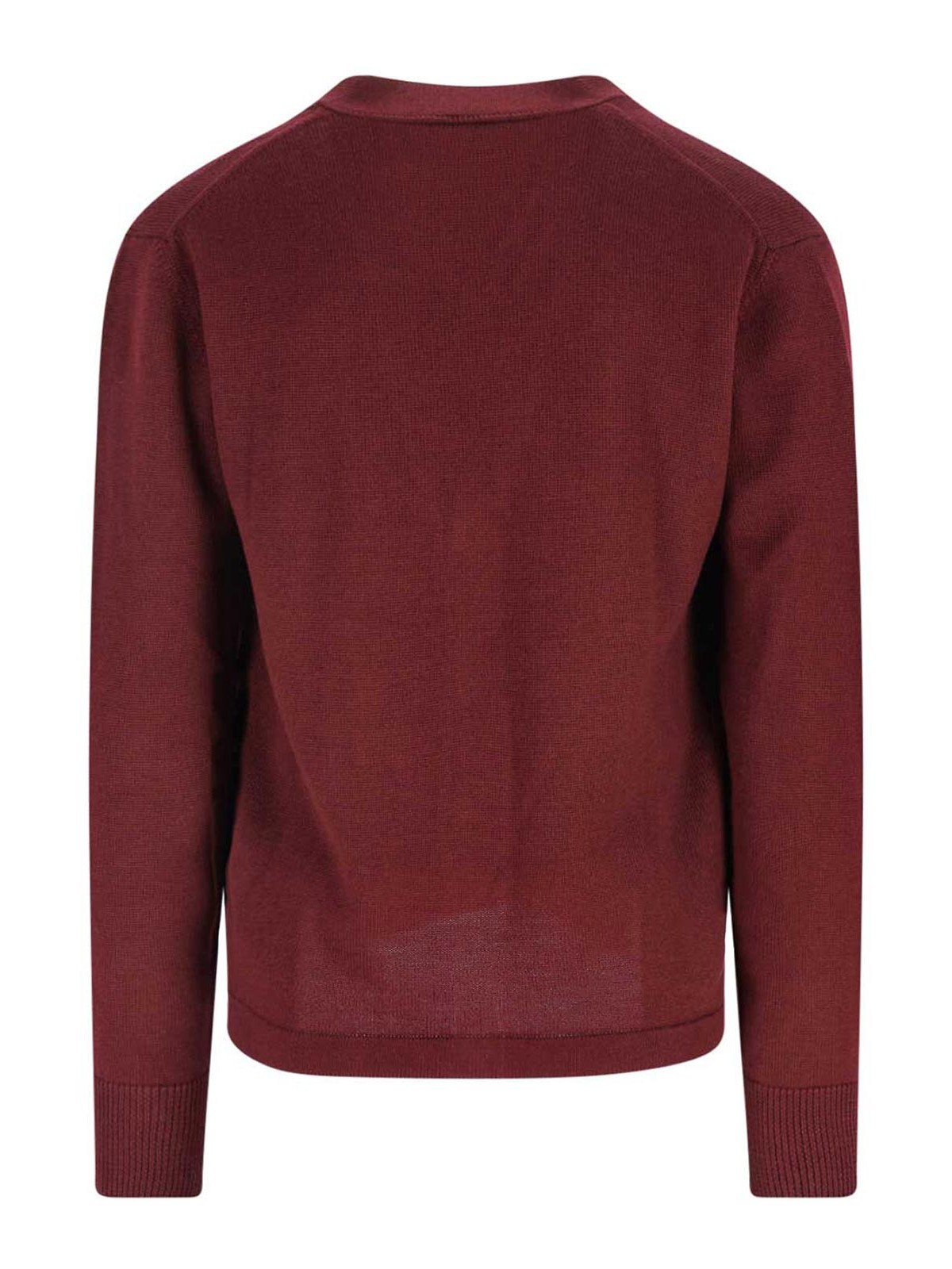 Vivienne Westwood V-neck Sweater With Ribbed Cuffs And Pockets In Red