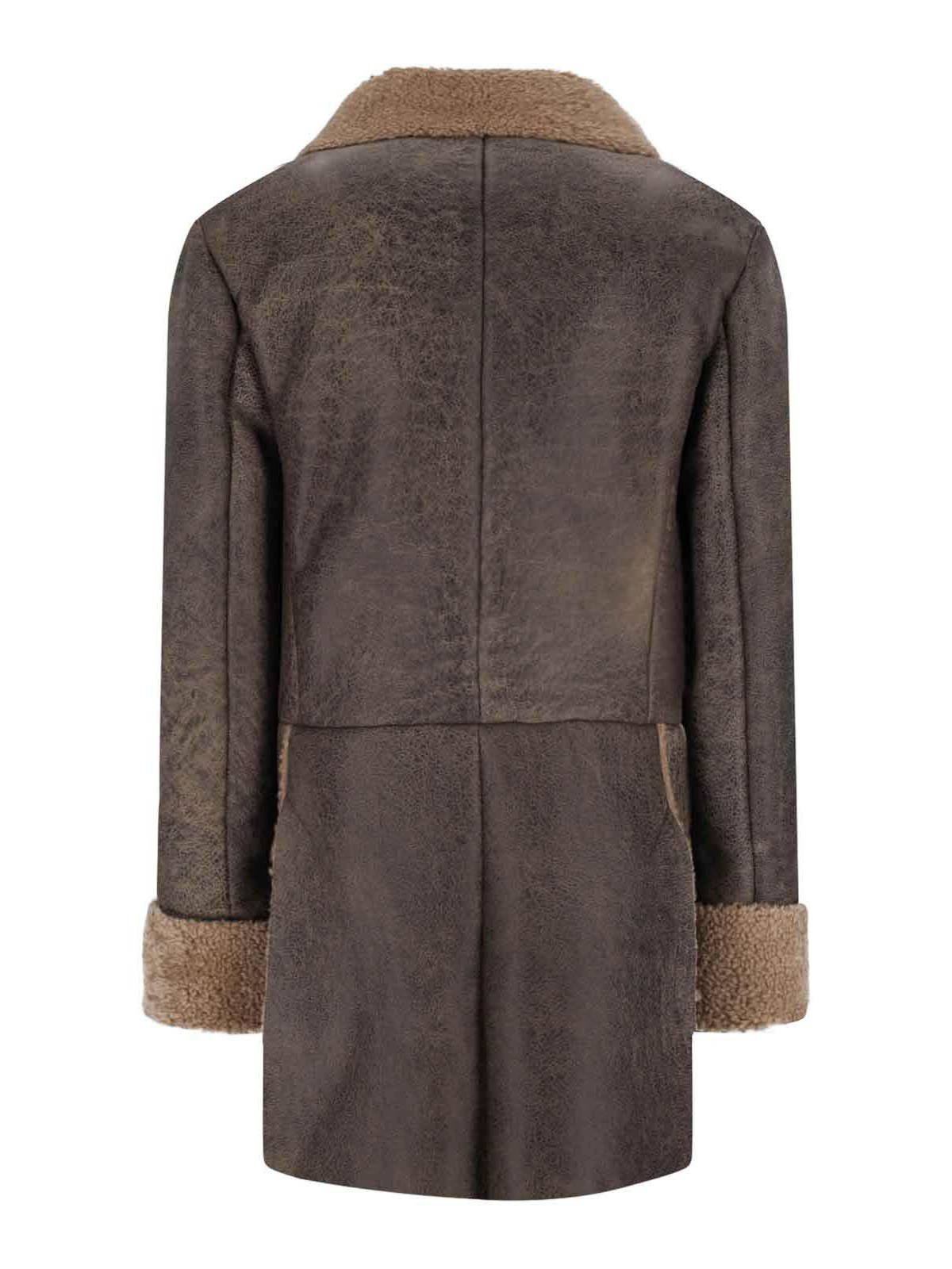 MSGM Cappotto In Pelle Vegana Con Dettagli In Ecopelliccia Donna