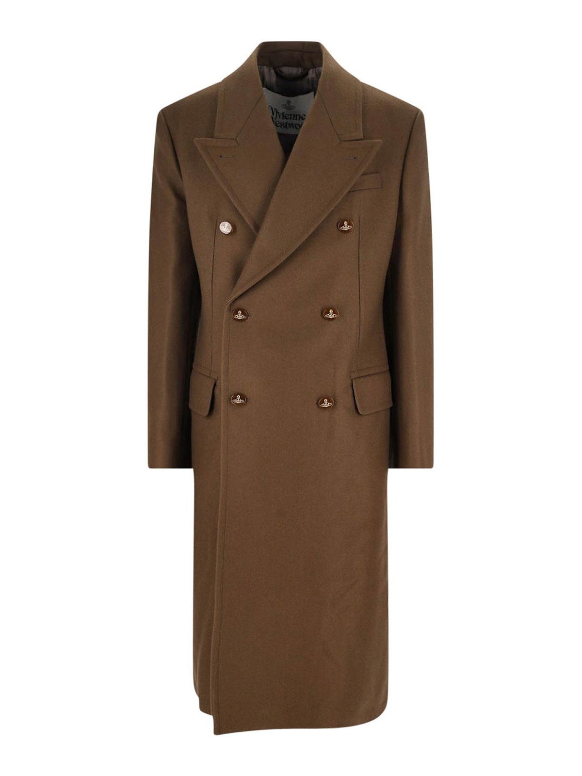 Vivienne Westwood Double-breasted Coat In Wool And Cashmere In Brown
