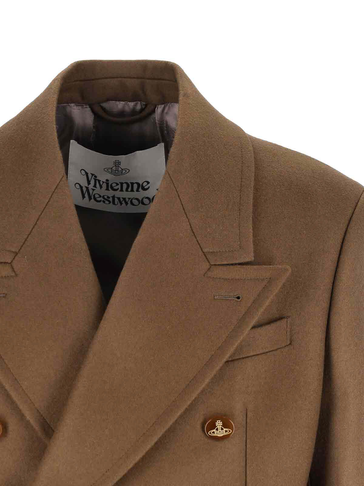 Vivienne Westwood Double-breasted Coat In Wool And Cashmere In Brown