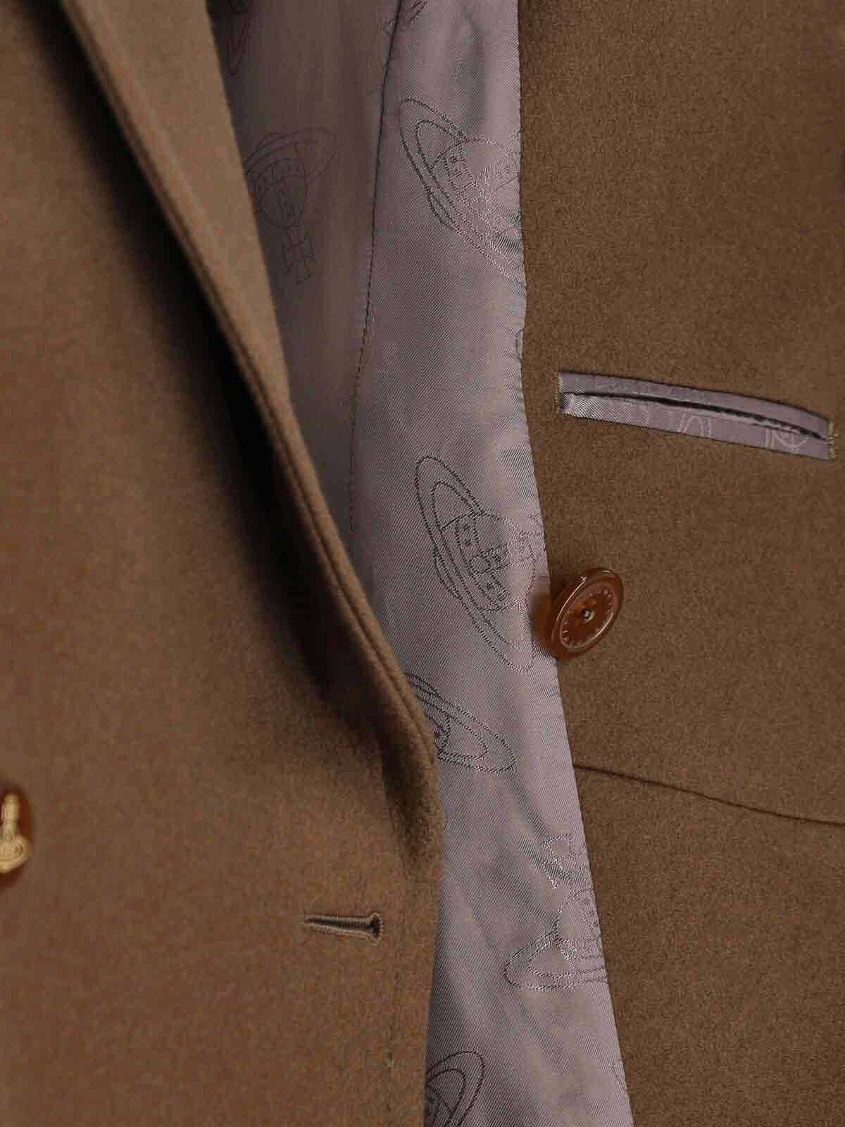 Vivienne Westwood Double-breasted Coat In Wool And Cashmere In Brown