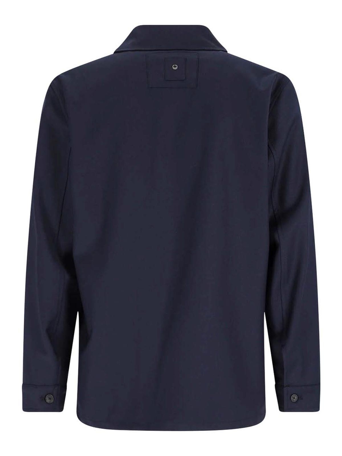 White Sand Wool Blend Overshirt In Blue