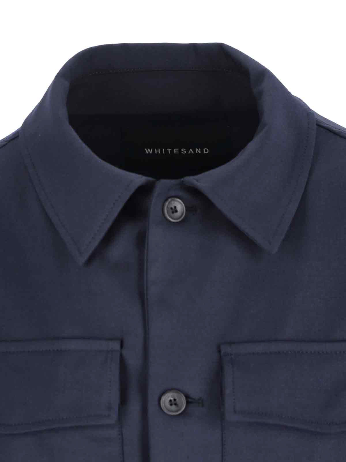 White Sand Wool Blend Overshirt In Blue