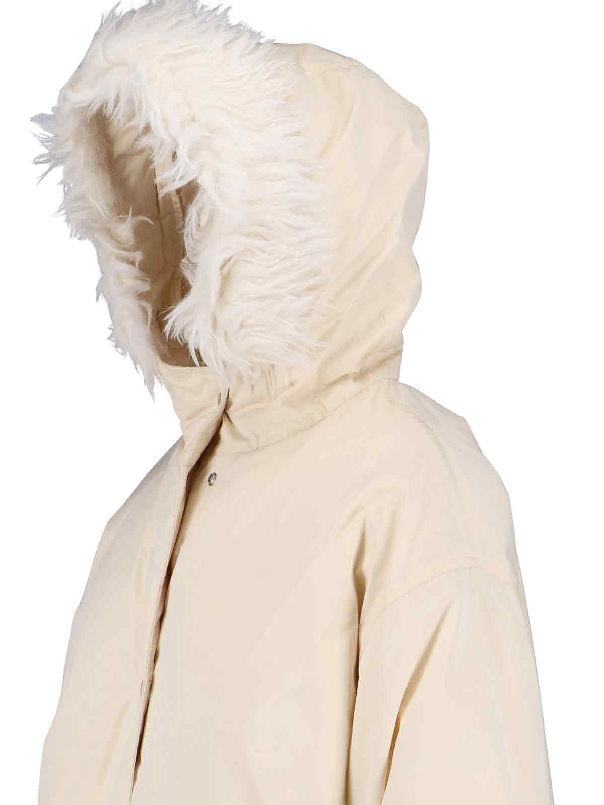 Jil Sander Parka With Faux Fur In White