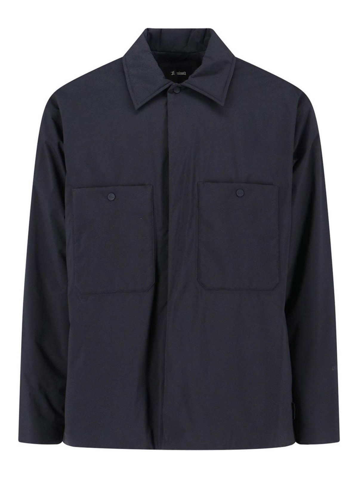 Laminar Minimalist Black Jacket With Tailored Fit And Zipper Closure In Blue