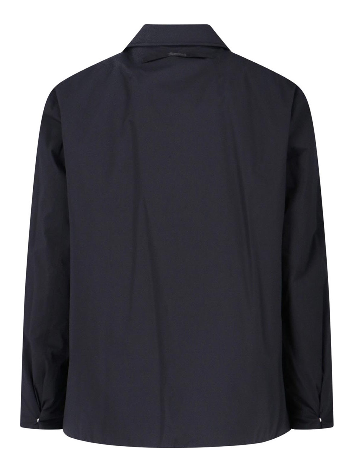 Laminar Minimalist Black Jacket With Tailored Fit And Zipper Closure In Blue