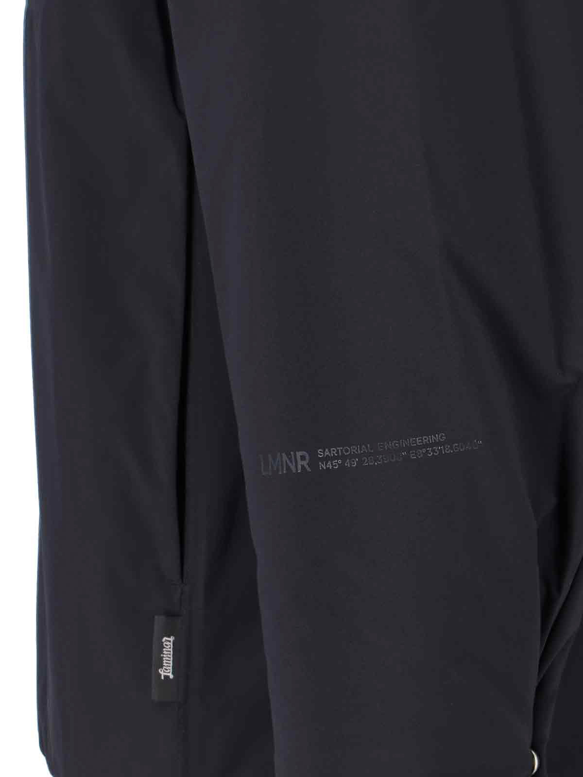 Laminar Minimalist Black Jacket With Tailored Fit And Zipper Closure In Blue