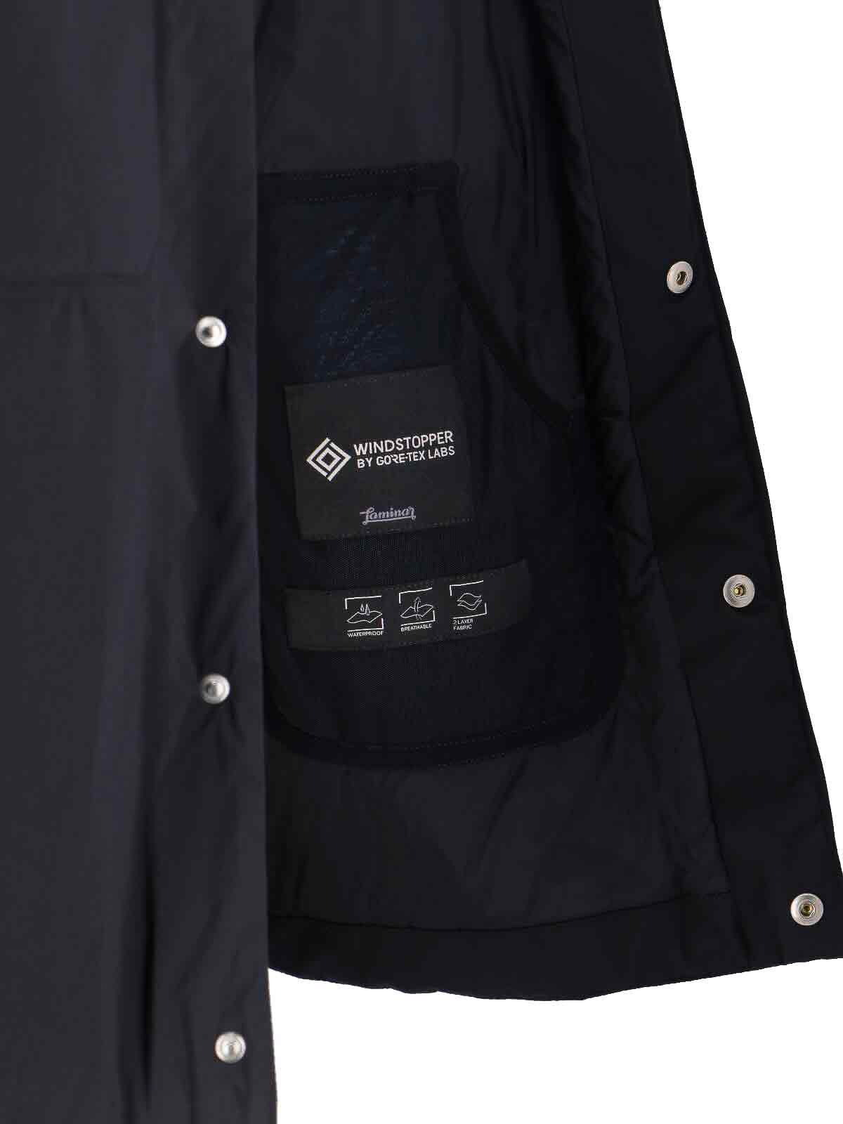 Laminar Minimalist Black Jacket With Tailored Fit And Zipper Closure In Blue