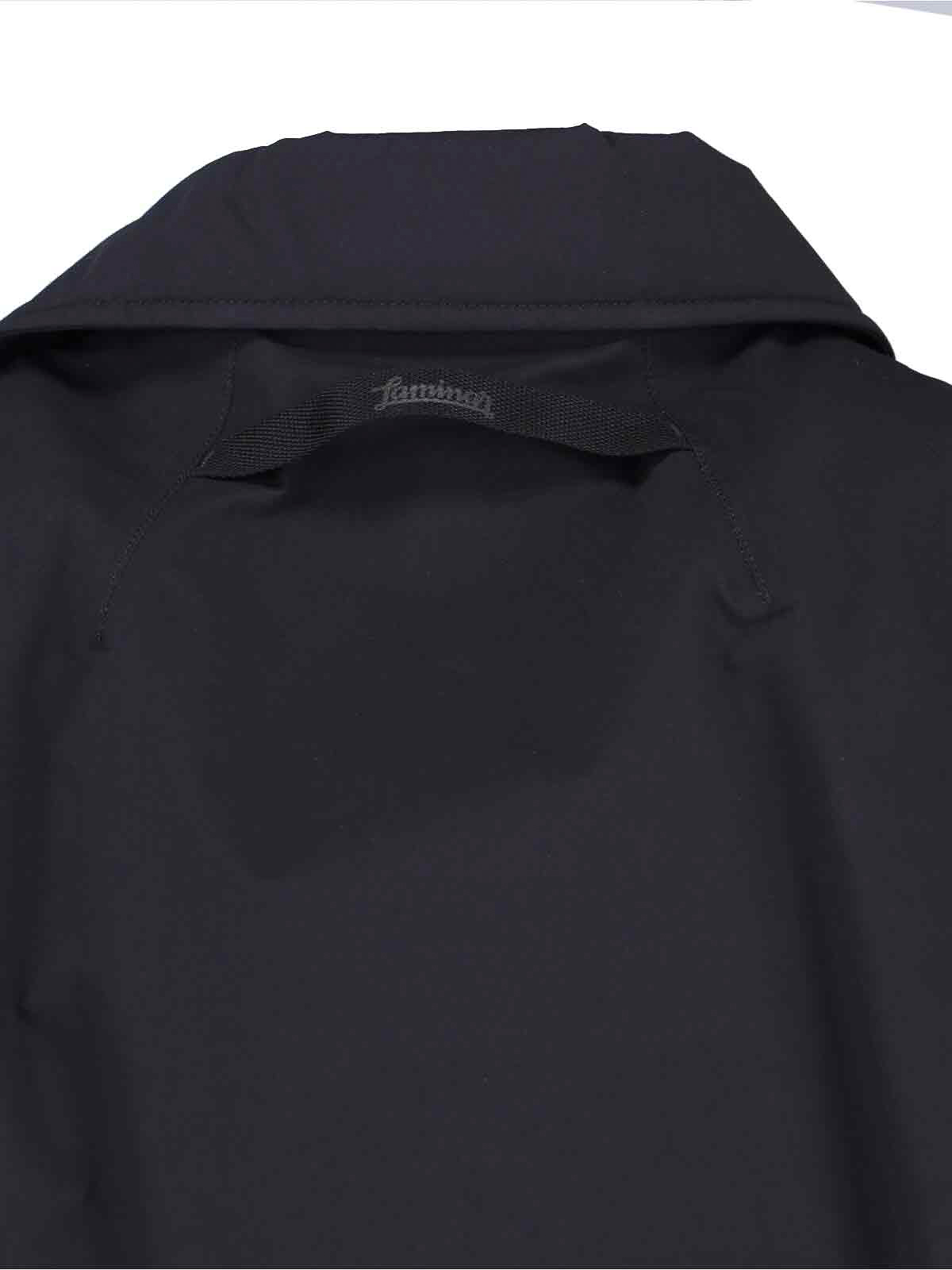 Laminar Minimalist Black Jacket With Tailored Fit And Zipper Closure In Blue