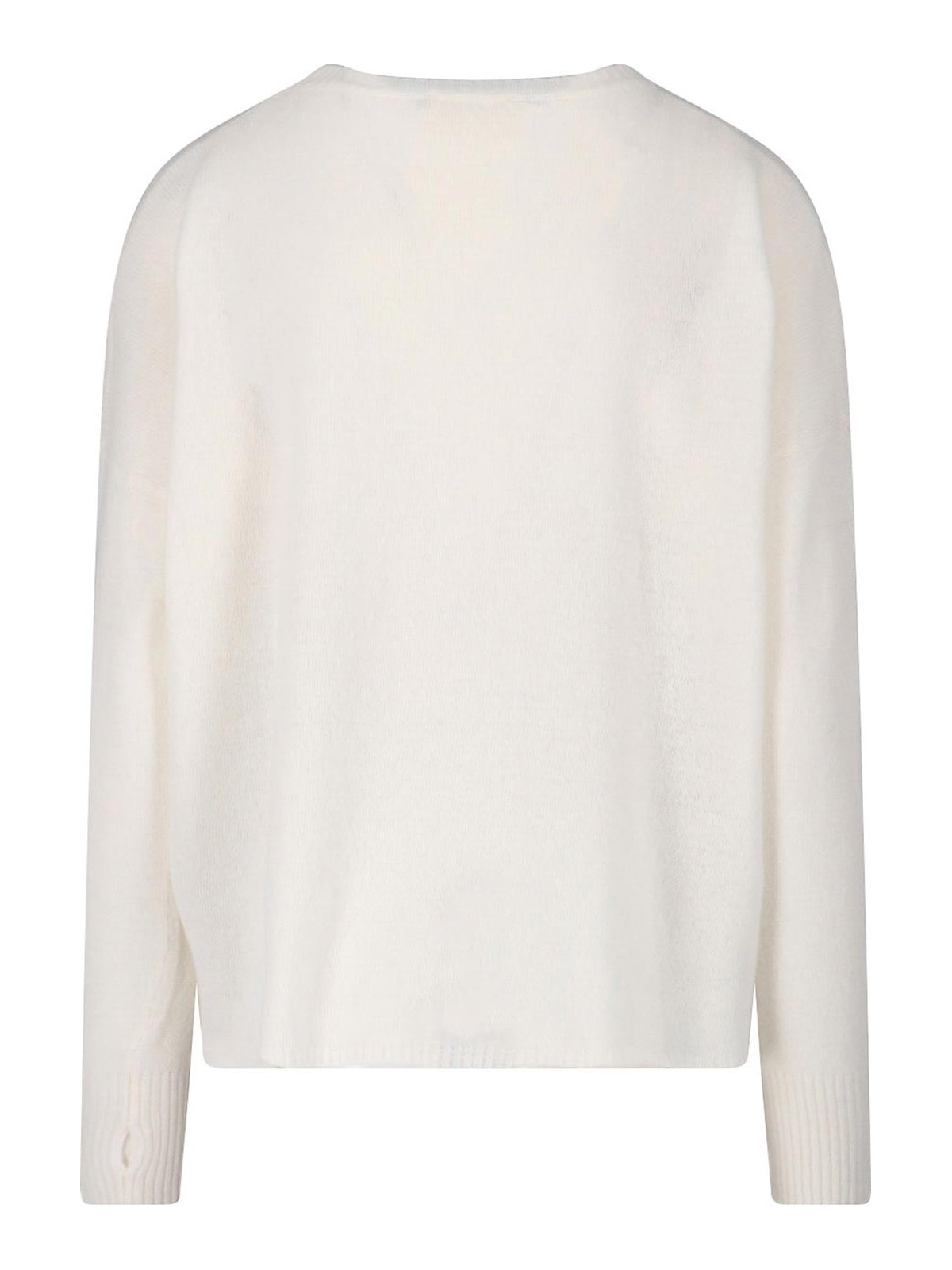 Ma'ry'ya Soft Knit Sweater In Virgin Wool And Cashmere Blend In White