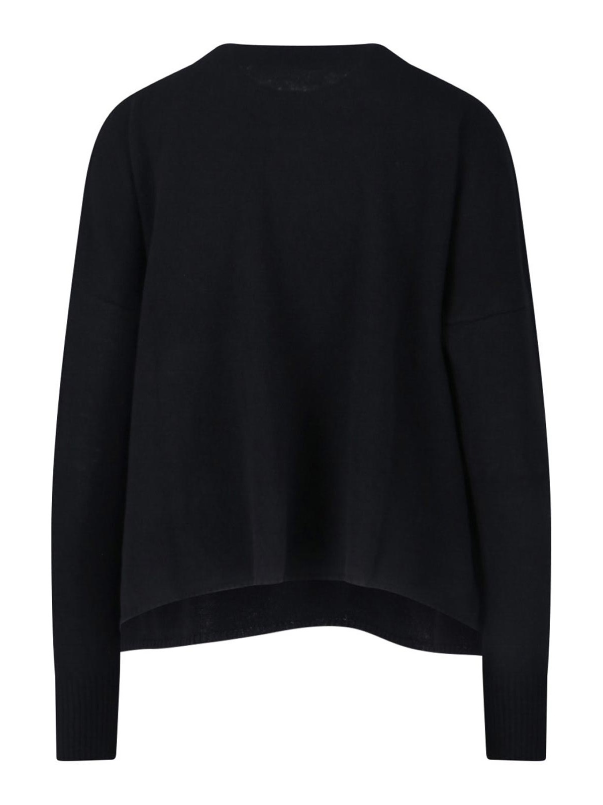 Ma'ry'ya Black Knit Sweater With Round Neckline And Ribbed Finishes In Black