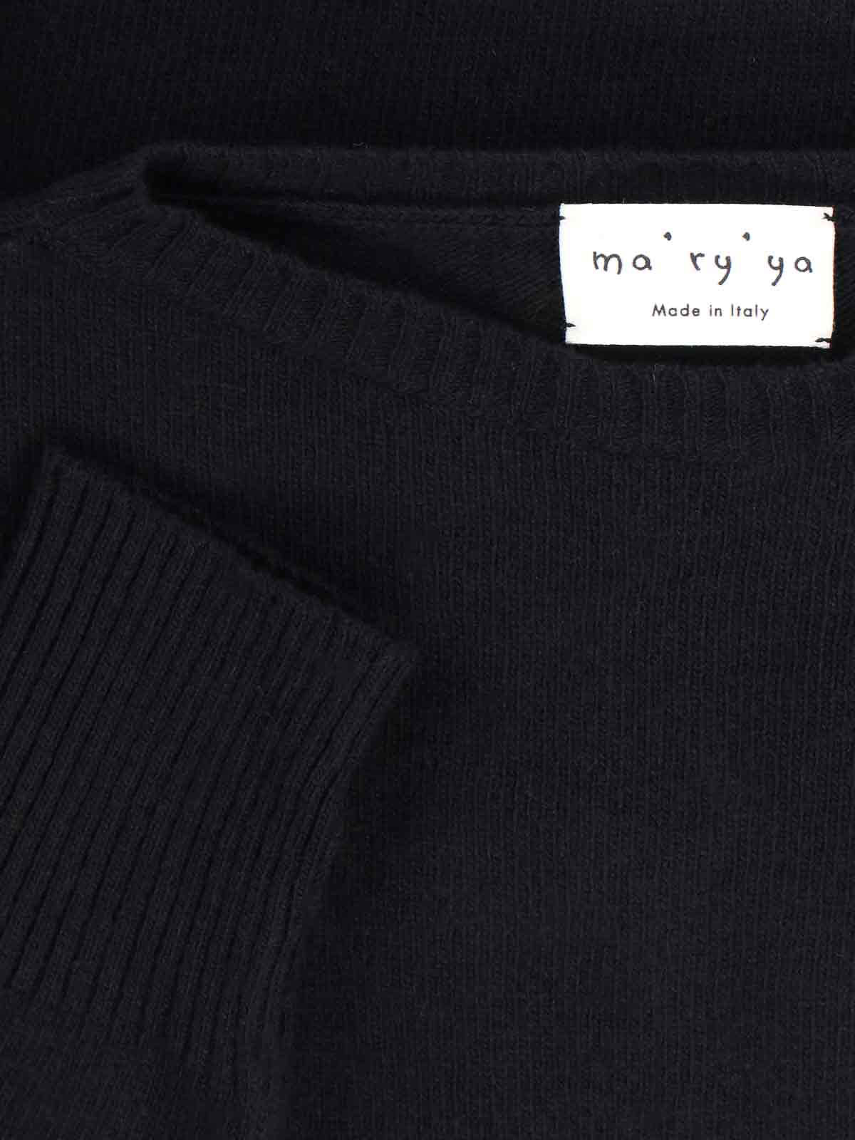 Ma'ry'ya Black Knit Sweater With Round Neckline And Ribbed Finishes In Black
