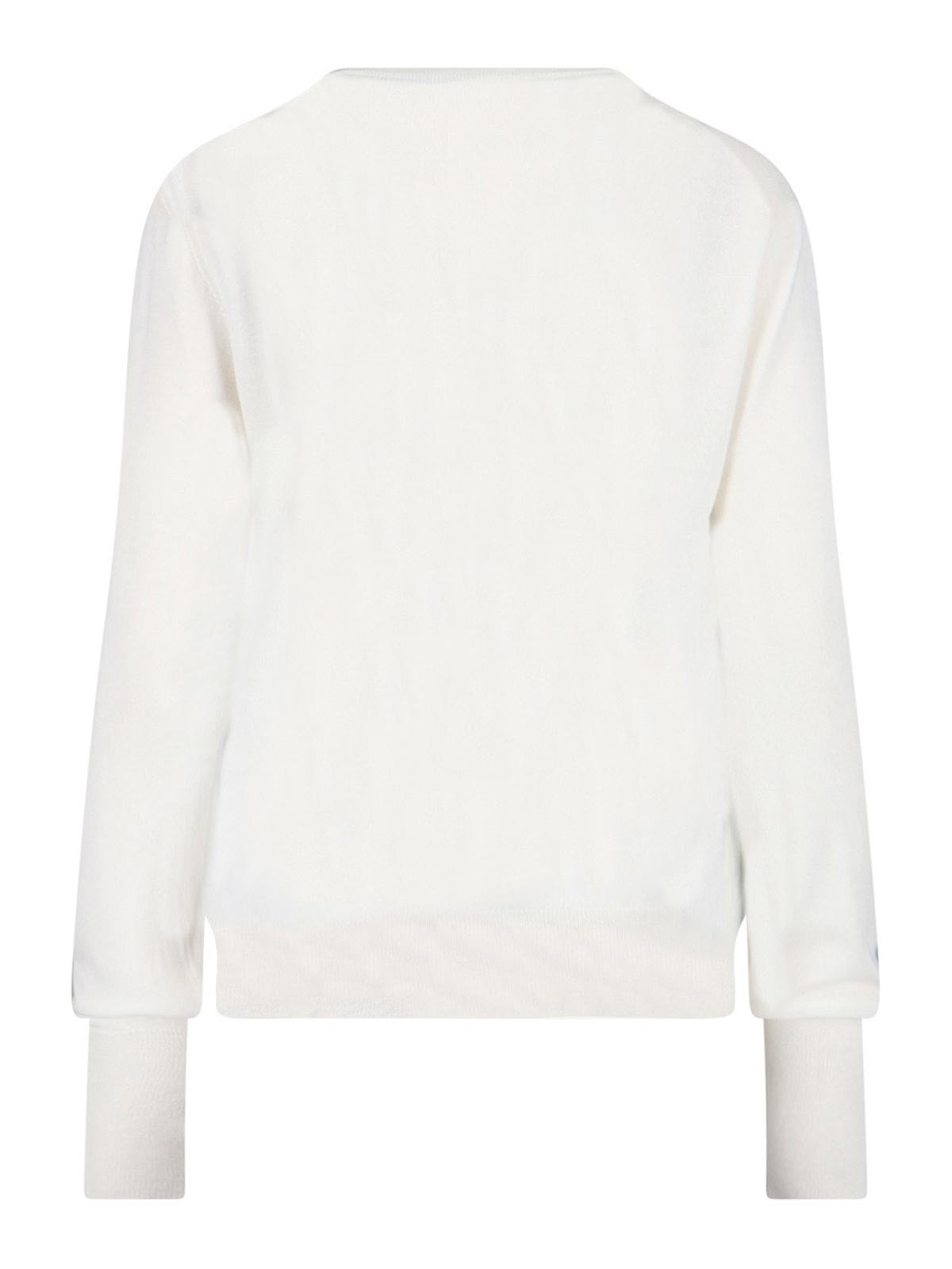 Ma'ry'ya Minimalist White Sweater With Classic Fit And Round Neckline In White