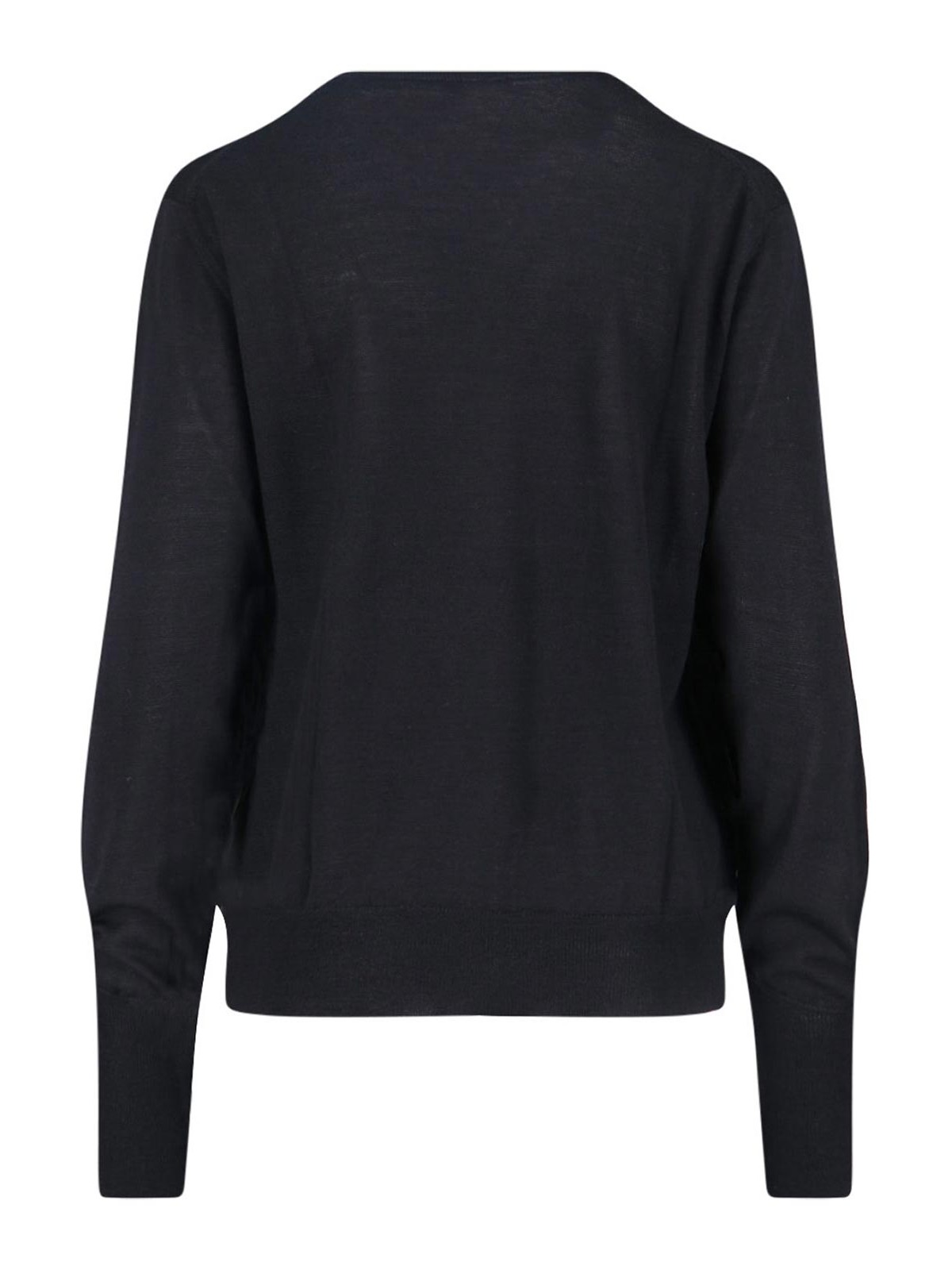 Ma'ry'ya Classic Black Knit Sweater With Round Neckline In Black