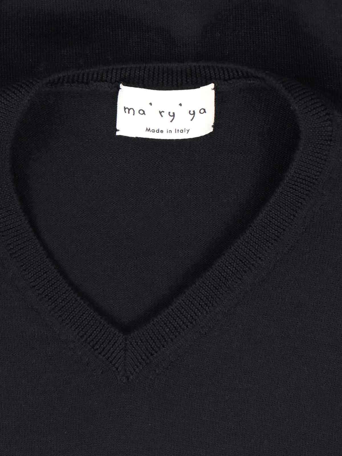 Ma'ry'ya Classic Black Knit Sweater With Round Neckline In Black