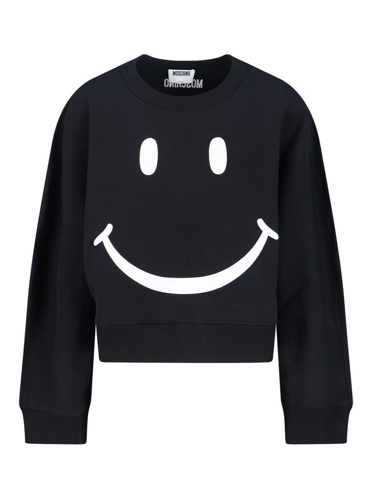 Moschino Graphic Crew Neck Long Sleeve Sweatshirt In Black