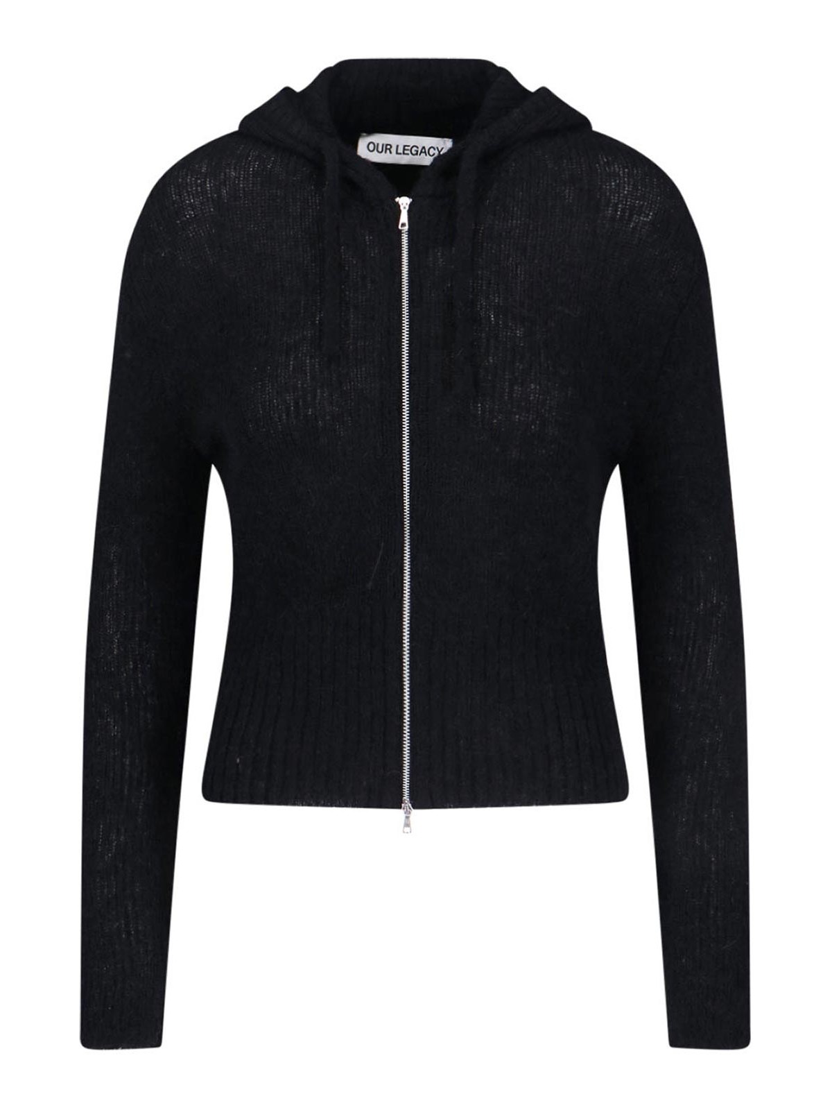 Our Legacy Compact Zipped And Hooded Cardigan In Black