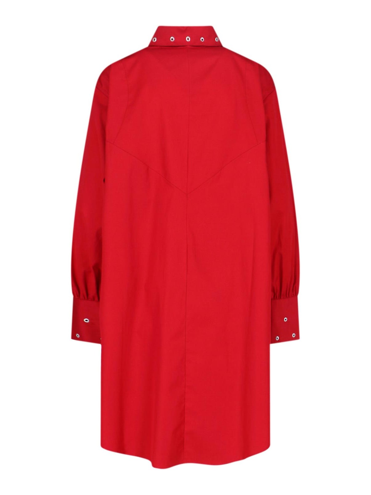 Our Legacy Long Sleeve Knee Length Dress With Eyelet Design In Red