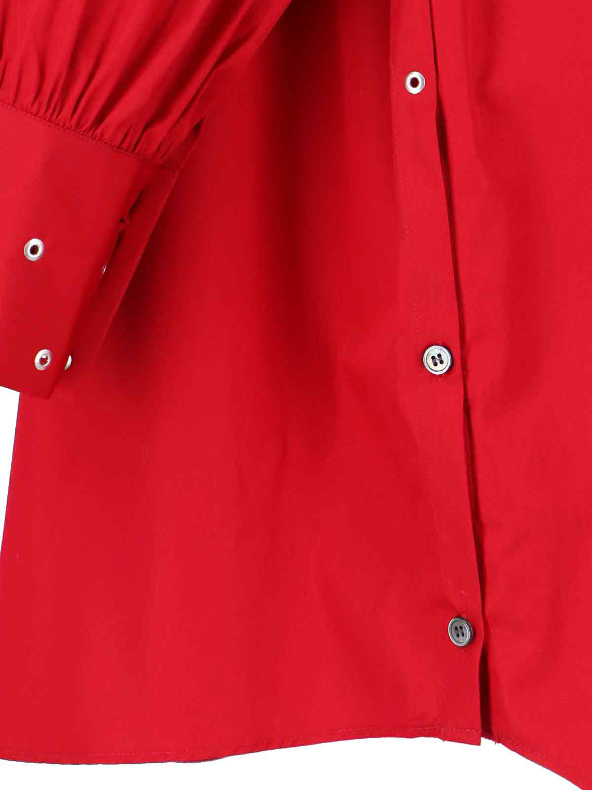 Our Legacy Long Sleeve Knee Length Dress With Eyelet Design In Red