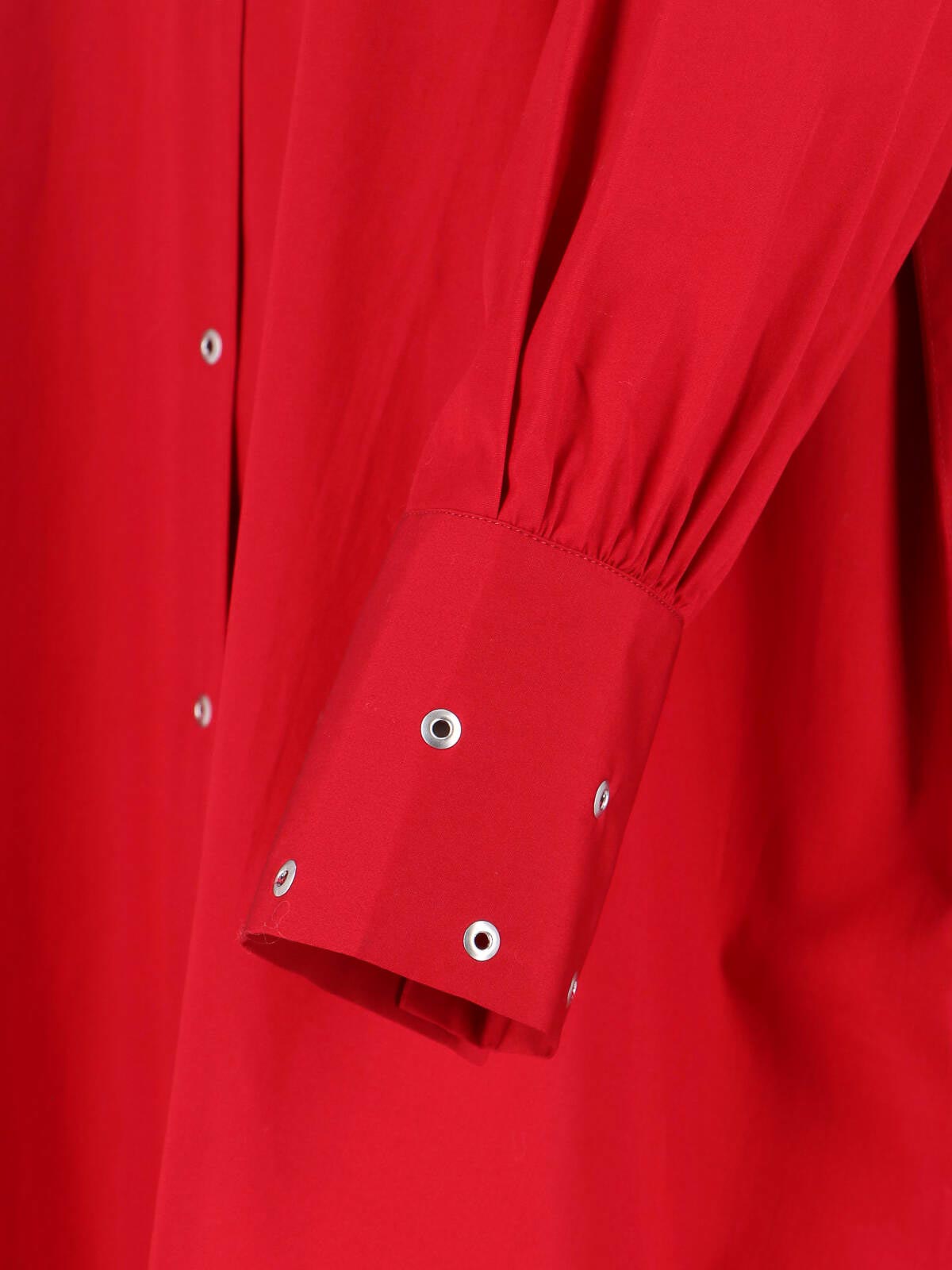 Our Legacy Long Sleeve Knee Length Dress With Eyelet Design In Red