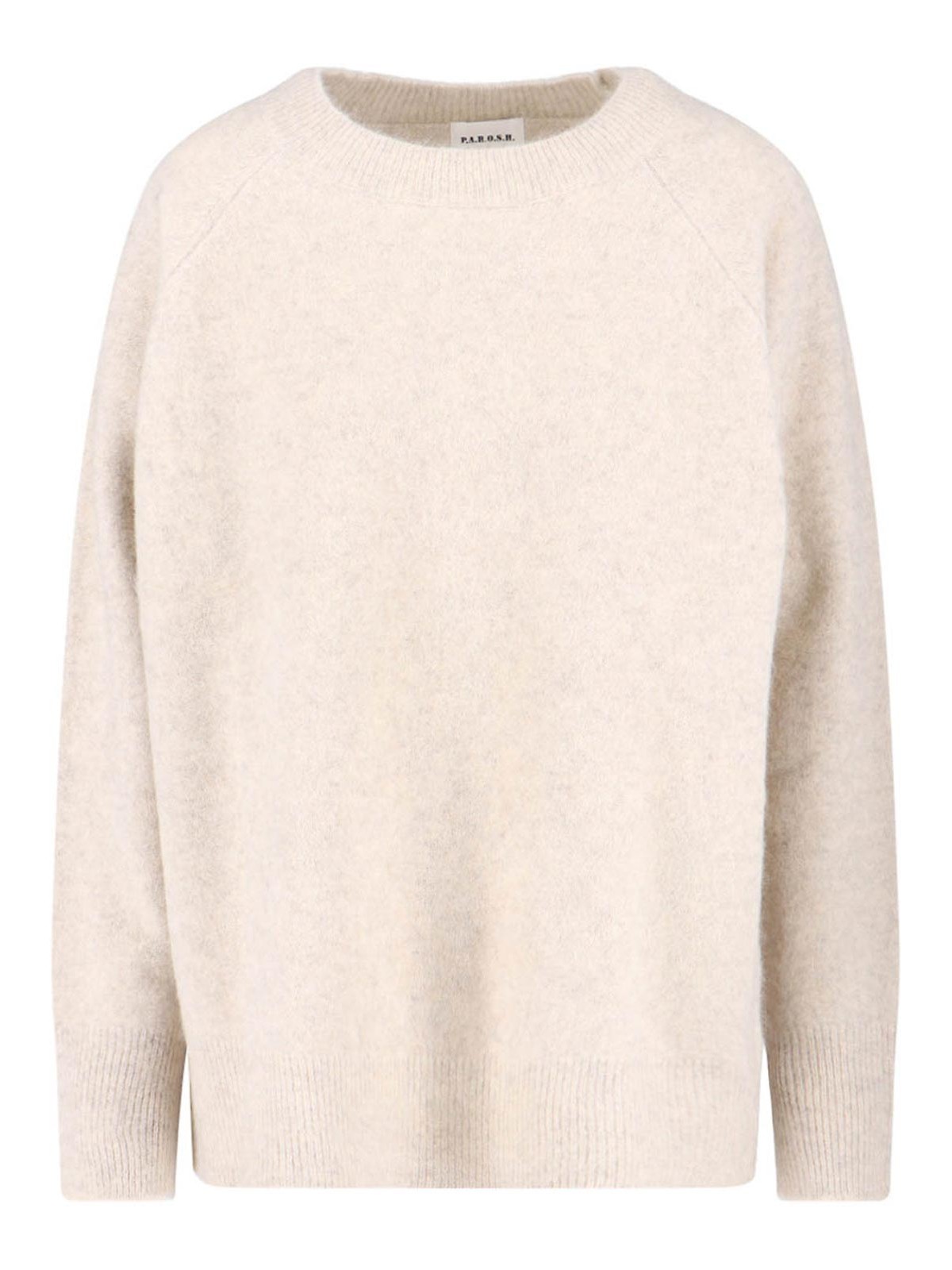 P.a.r.o.s.h Relaxed-fit White Knit Sweater With Ribbed Details In White
