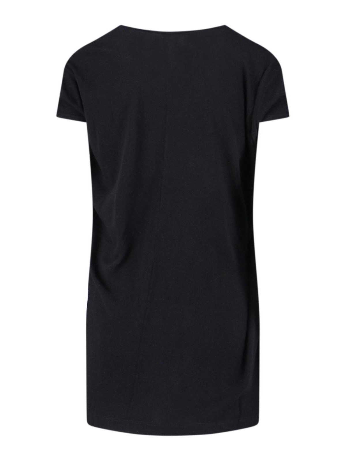 Rick Owens Short Sleeves With Asymmetric Hem And V-neckline In Black