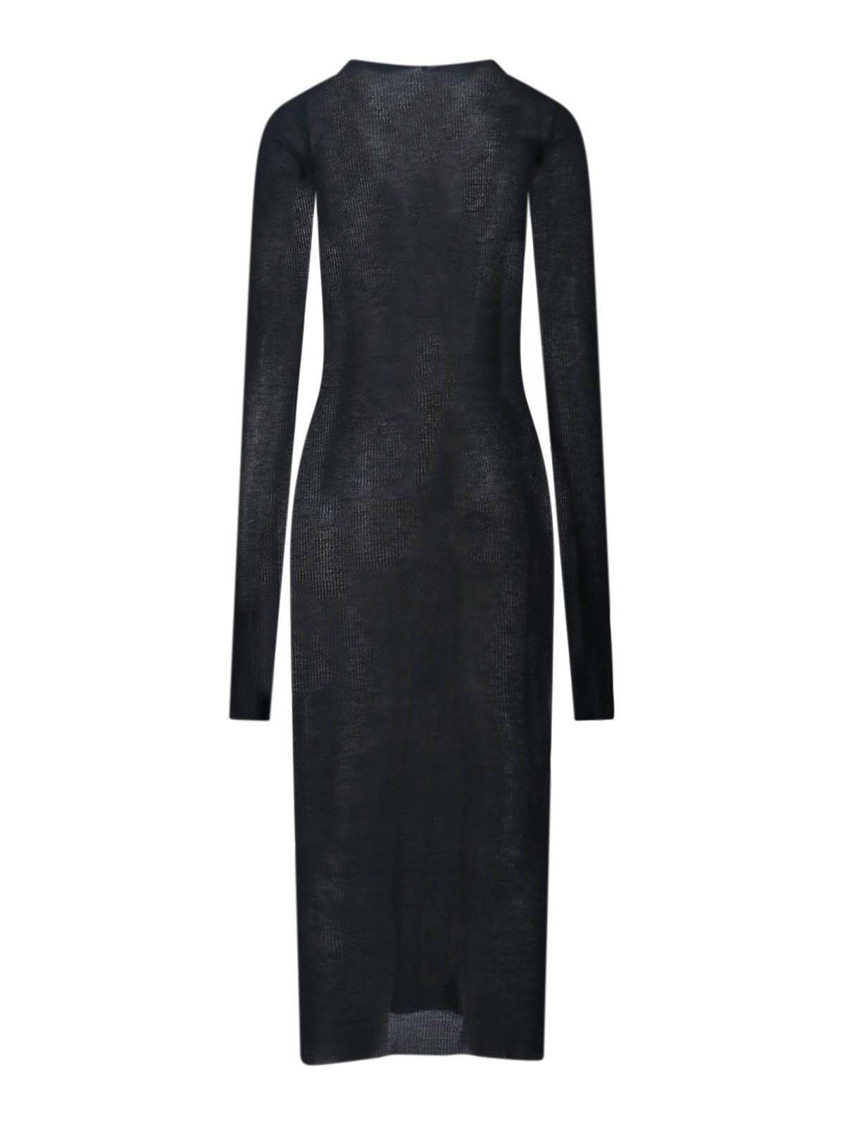 Rick Owens Sheer Long Sleeve Knee Length Dress In Black