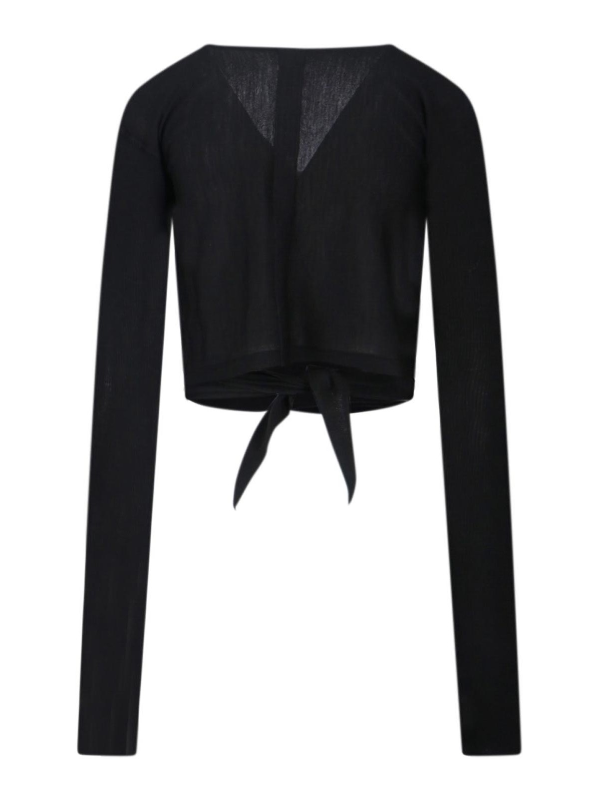 Rick Owens V-neck Knit Top With Crossed Front Detail In Black