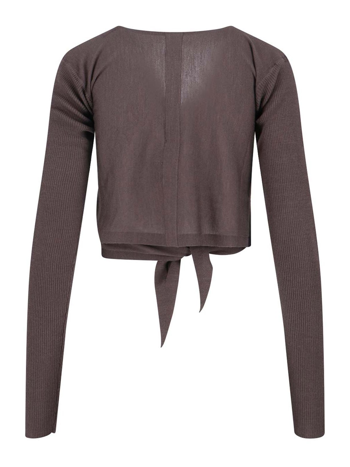 Rick Owens Crewneck Wrap Knitwear Long Sleeves Cropped In Brown