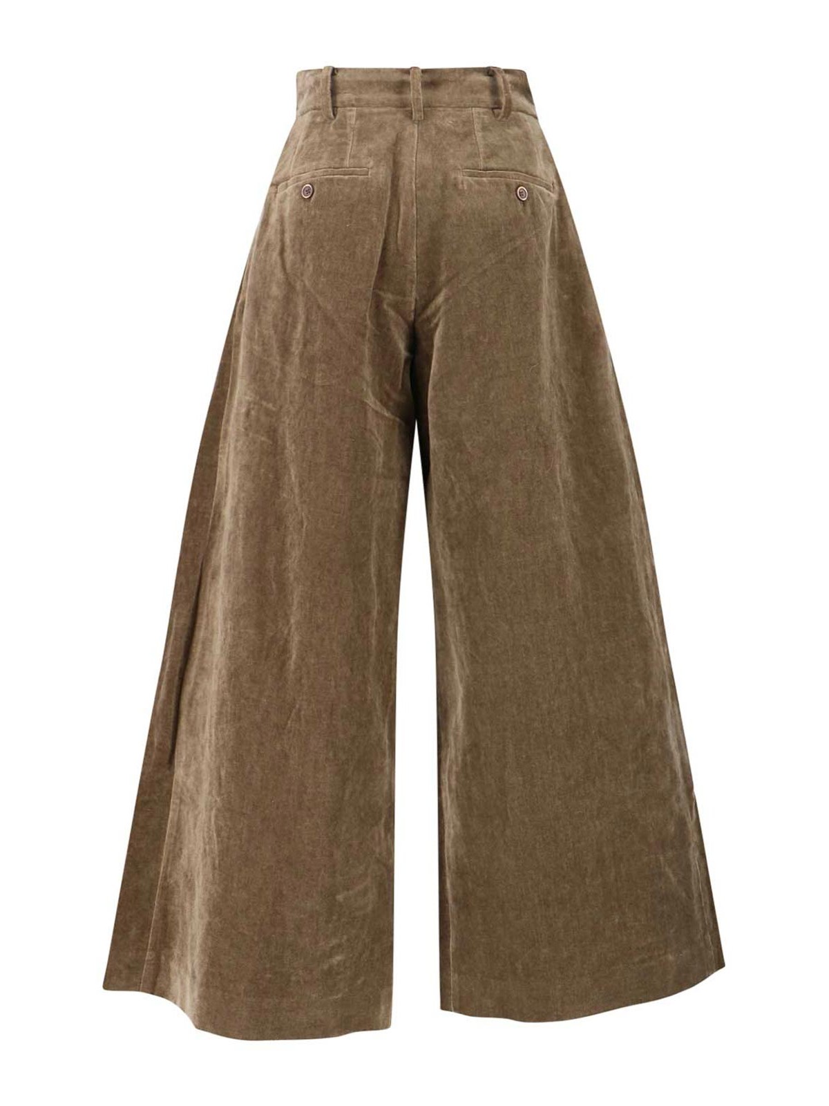 Uma Wang High-waisted Wide-leg Trousers With Button Closure In Brown