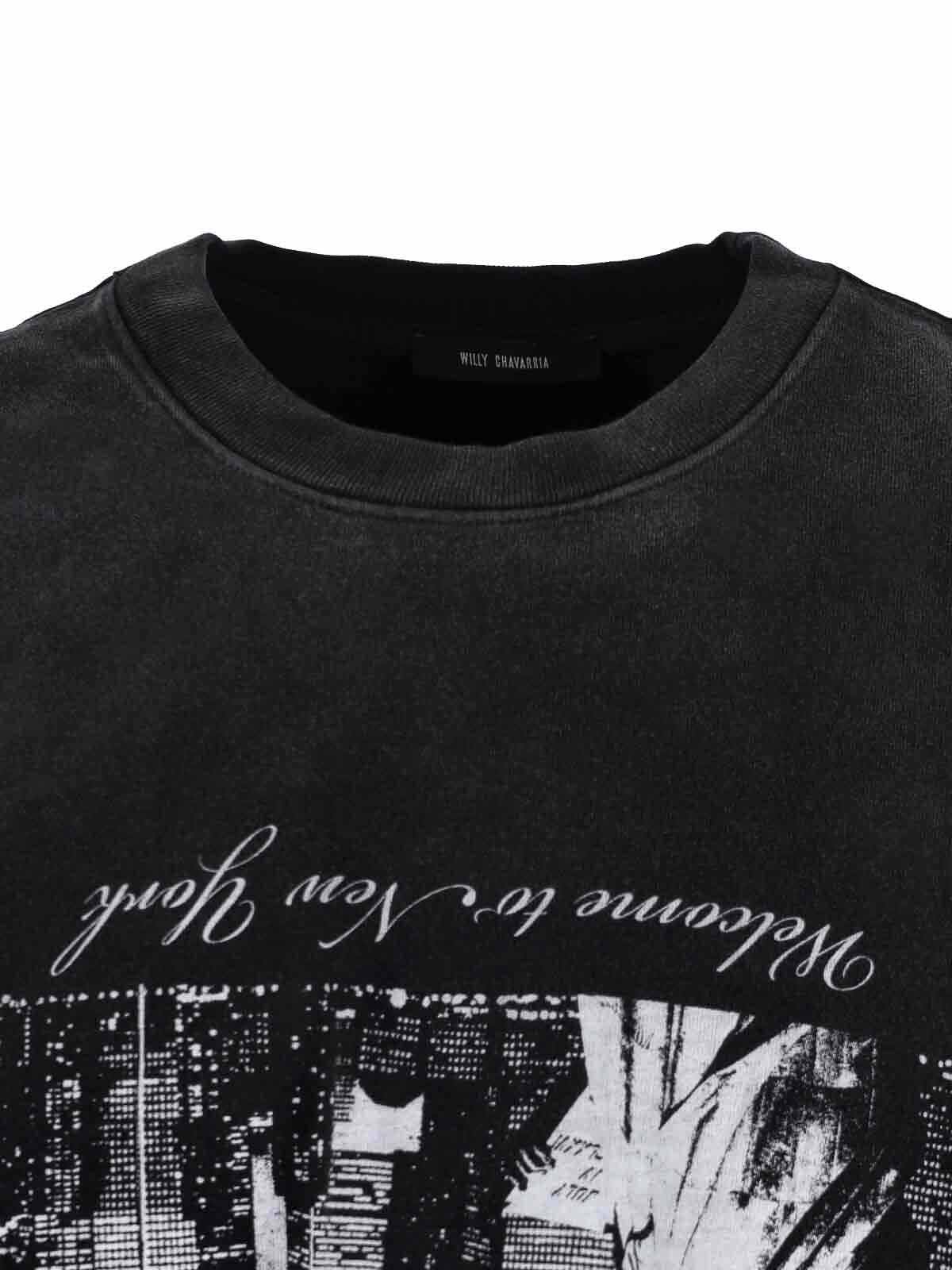 Willy Chavarria Washed Black Welcome To New York T-shirt In Black