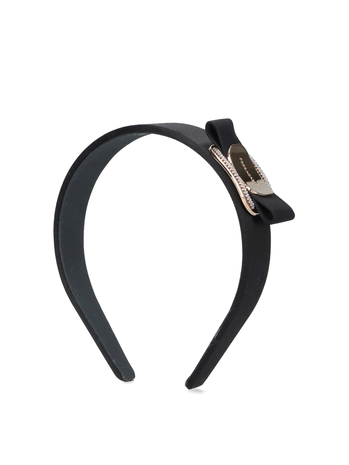 Ferragamo Headband With Crystals In Black