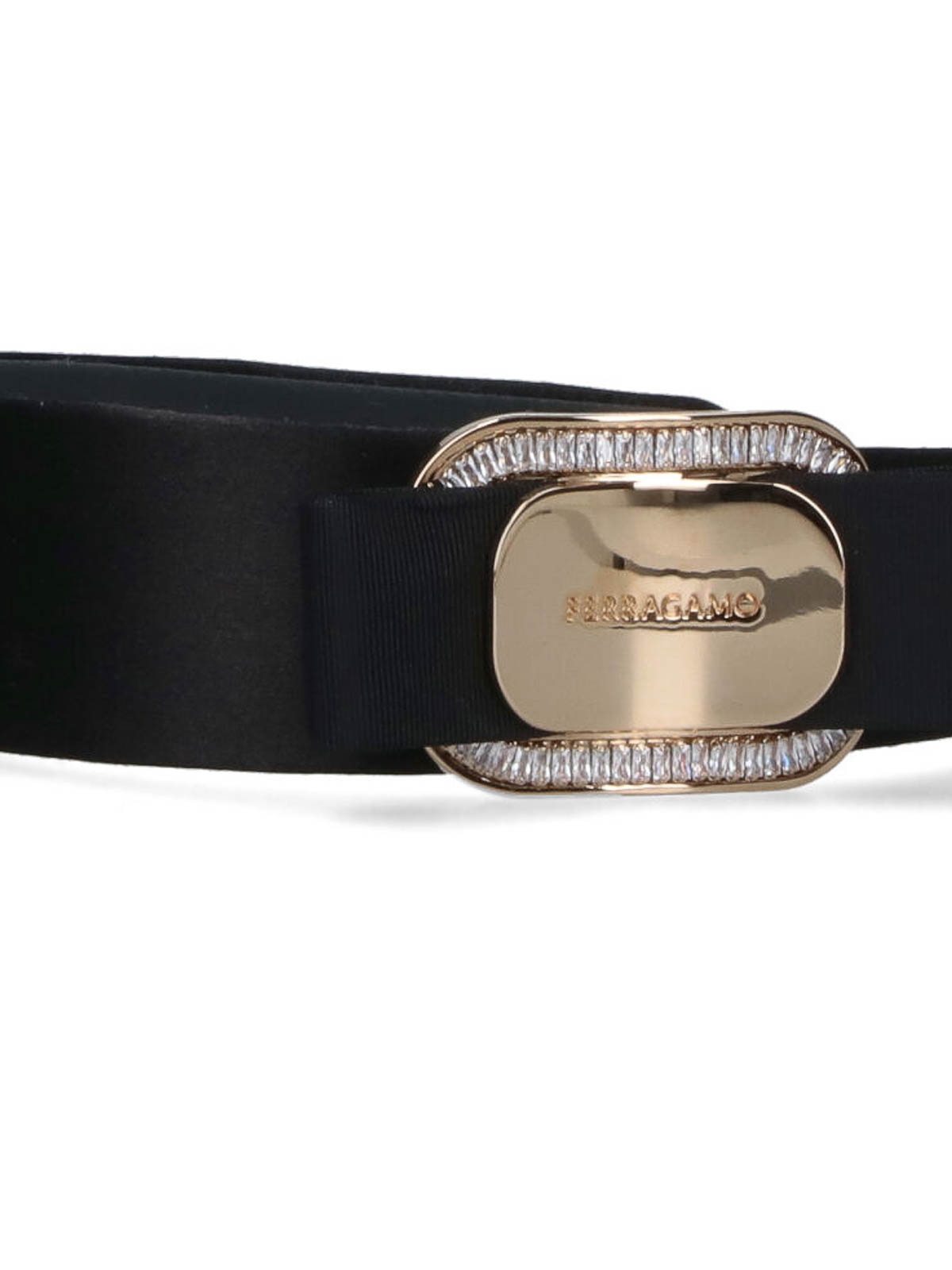 Ferragamo Headband With Crystals In Black