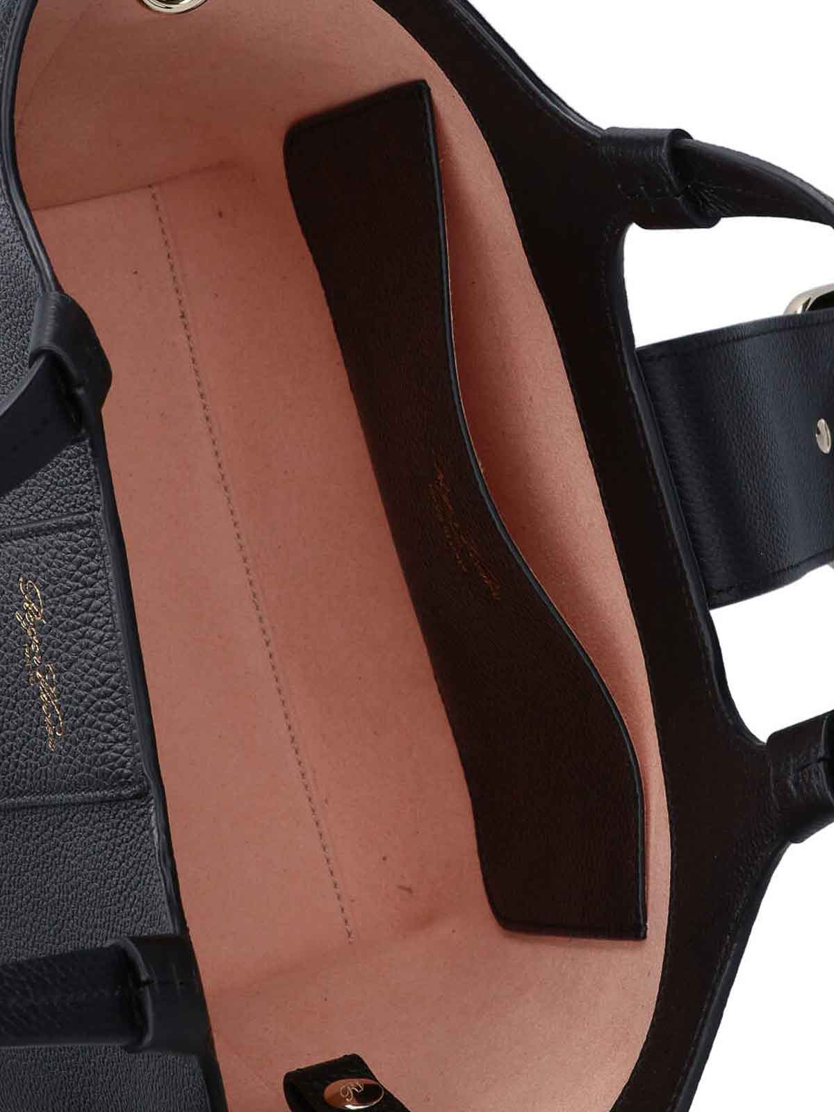 Roger Vivier Mini Tote Bag With Iconic Gold Buckle In Black