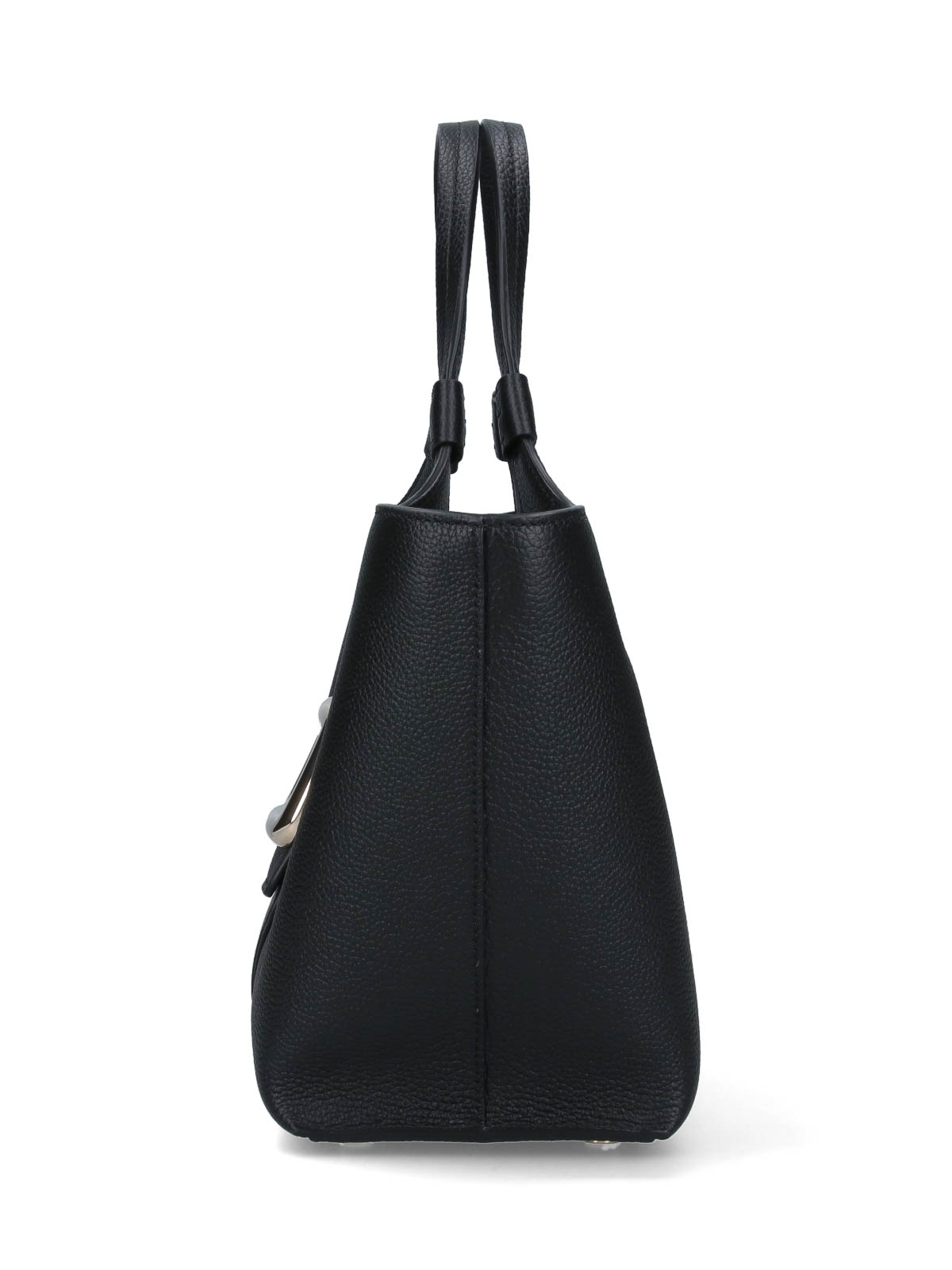 Roger Vivier Mini Tote Bag With Iconic Gold Buckle In Black