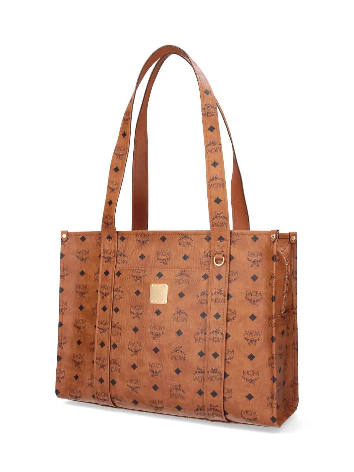 Mcm Large Tote Bag In Brown