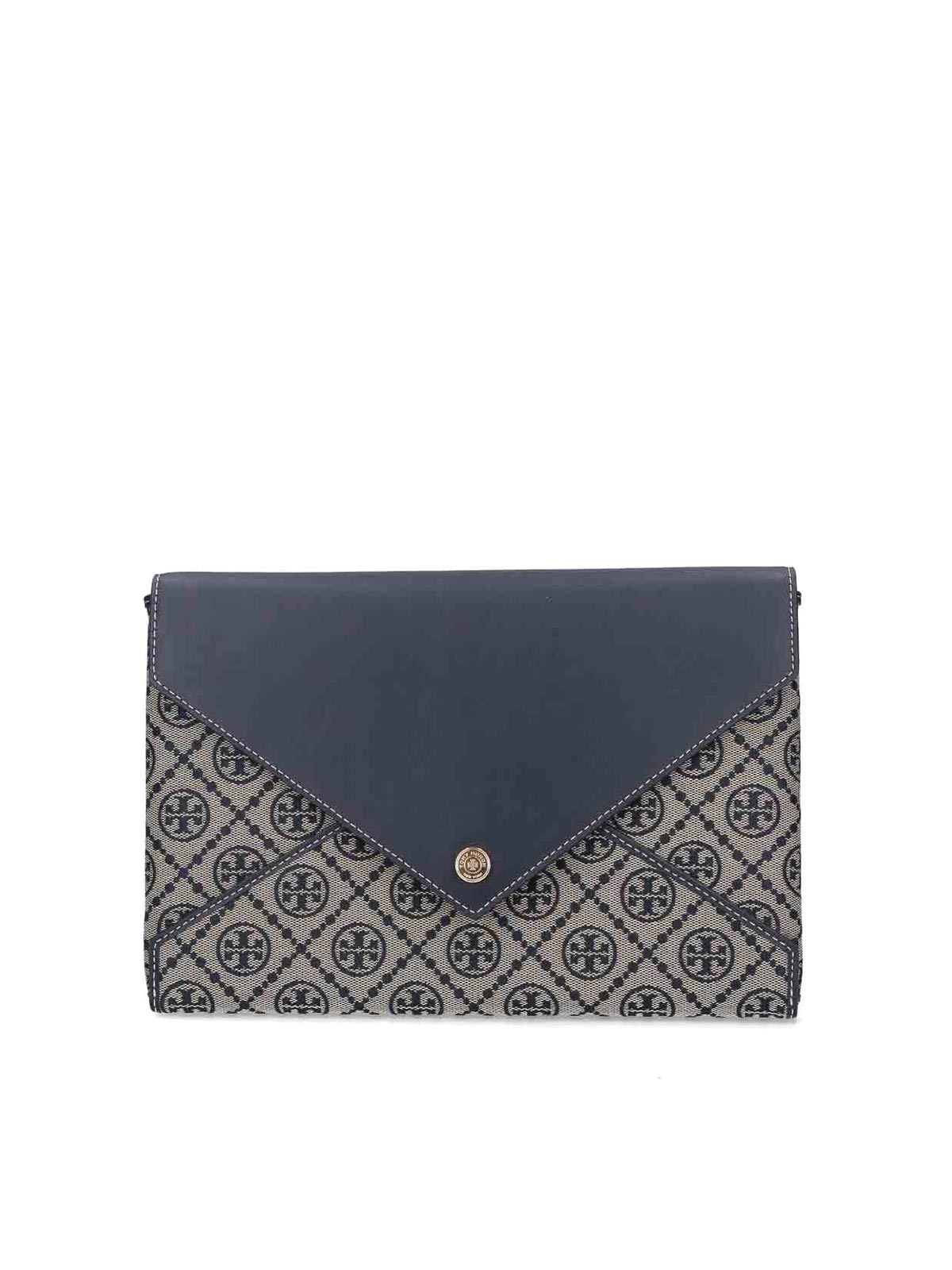 Tory Burch T-monogram Chain Pouch In Blue