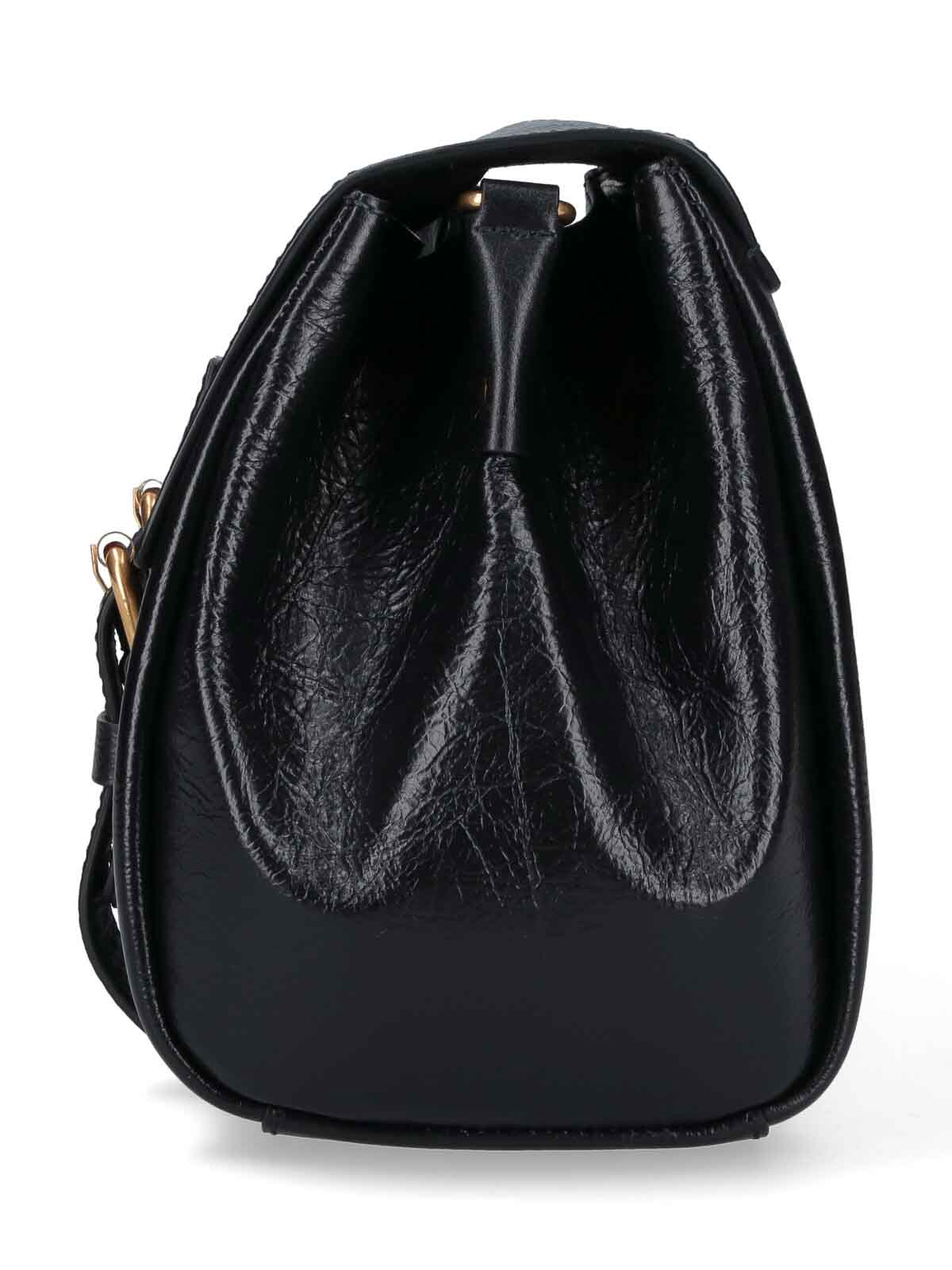 Dries Van Noten Textured Leather Shoulder Bag With Gold-tone Buckle Closure In Black