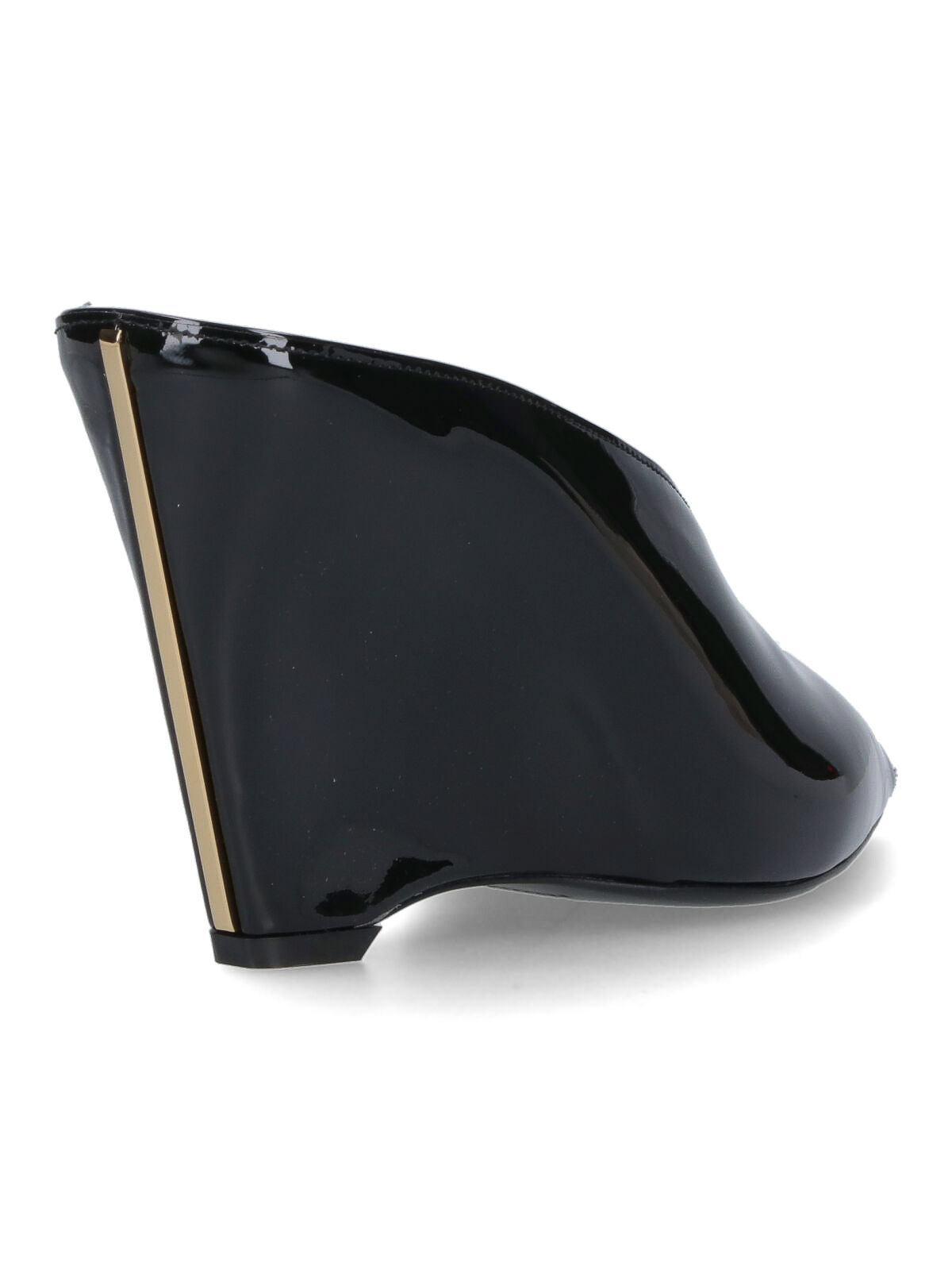 Ferragamo Alicia 95 Leather Wedge Mules In Black